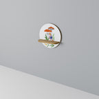 GARDEN GNOMES Prateleira Redonda Decorativa em Efeito Carvalho