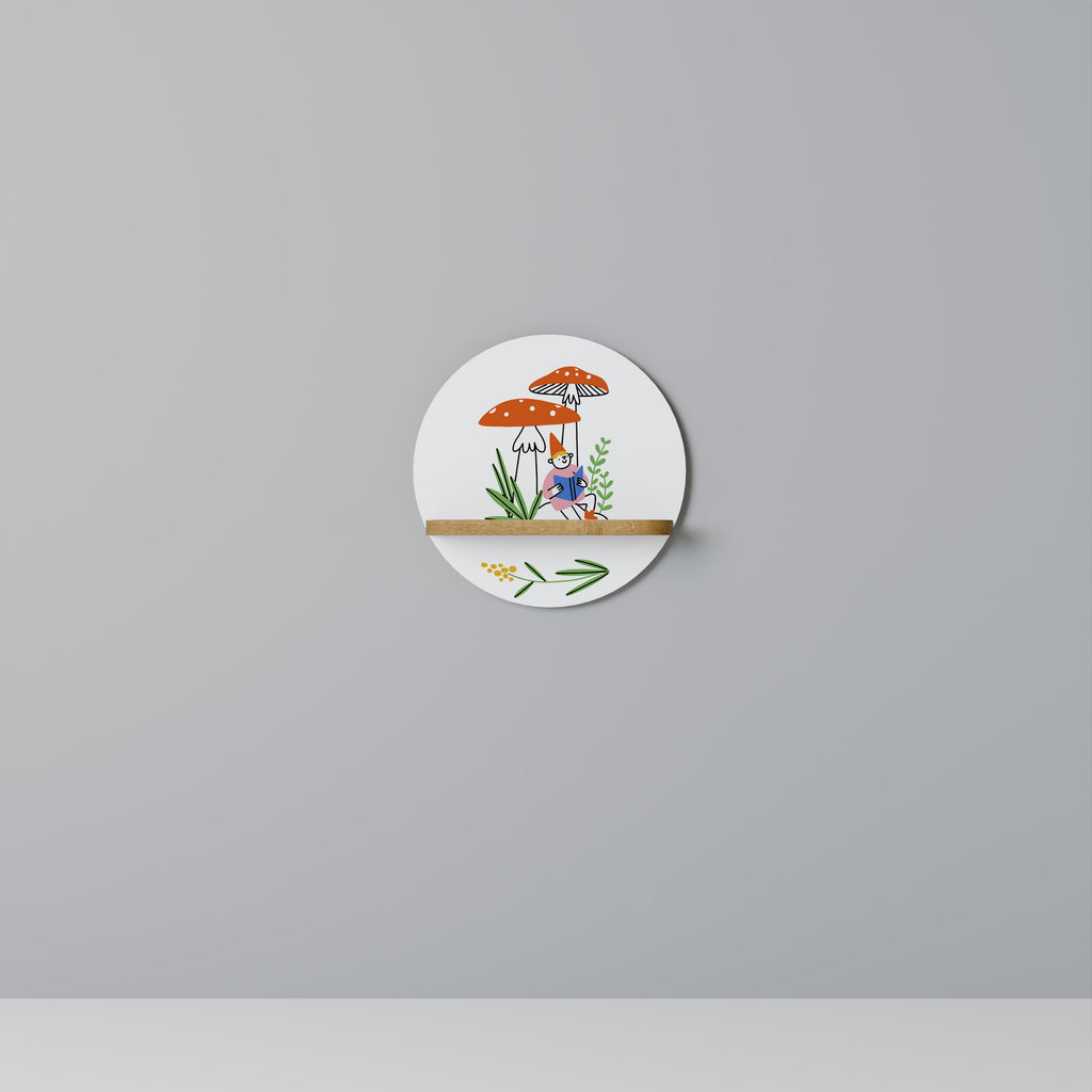 GARDEN GNOMES Prateleira Redonda Decorativa em Efeito Carvalho