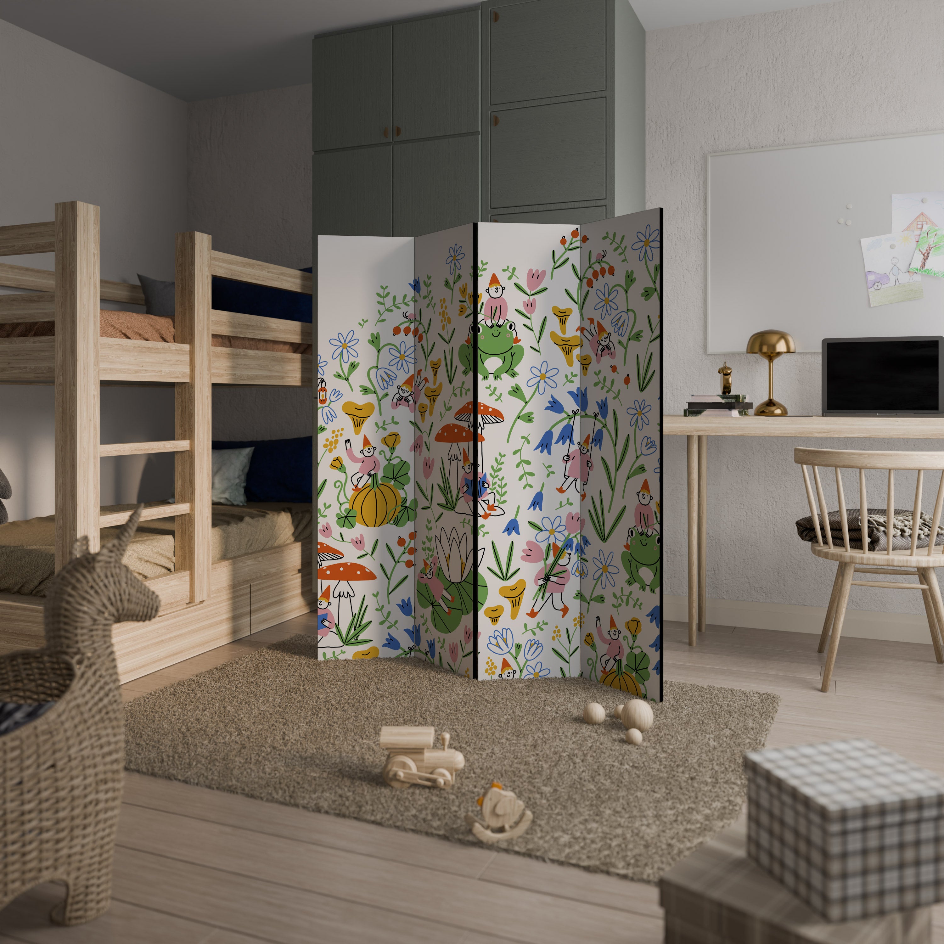 GARDEN GNOMES 4-Panel Room Divider