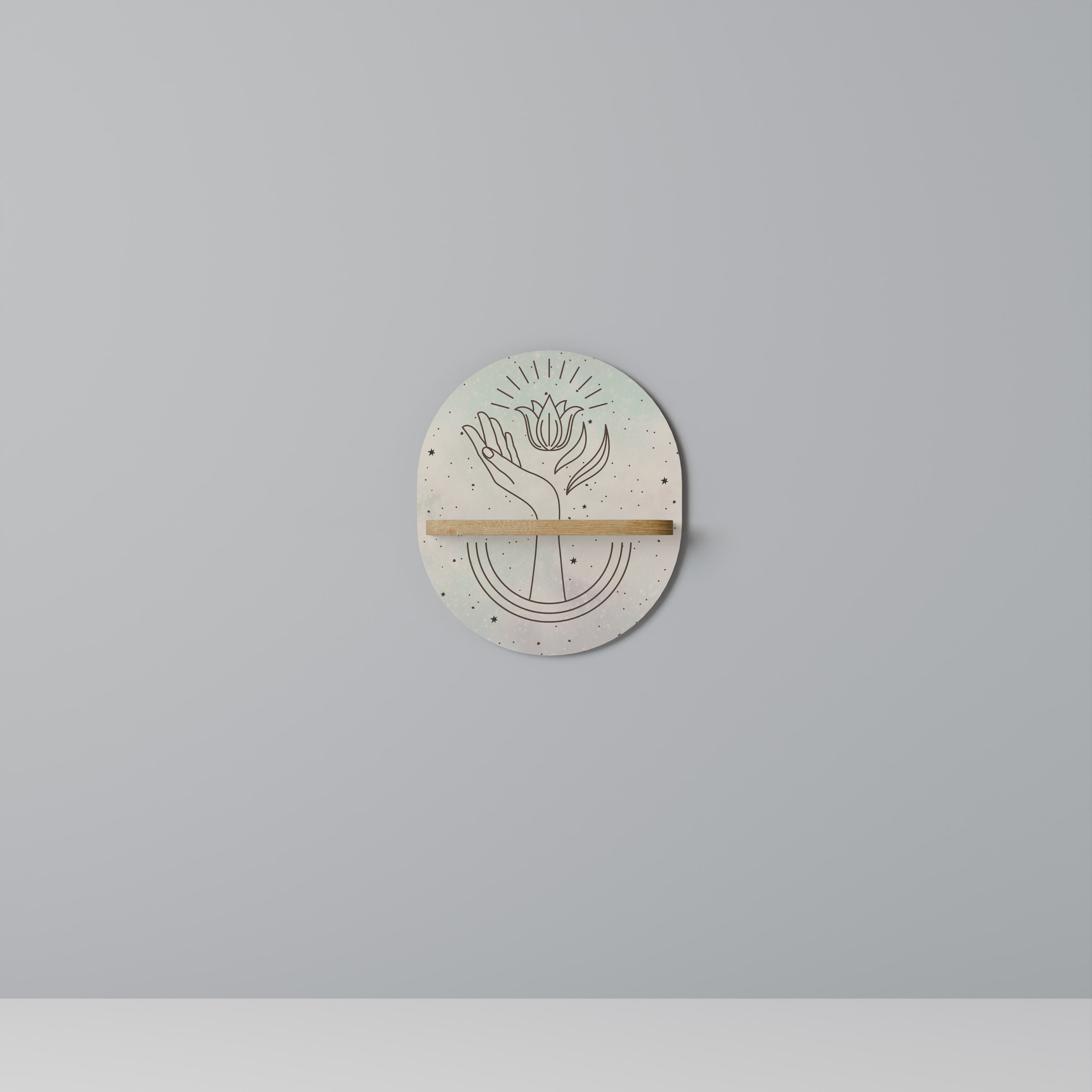 DELICATE BEAUTY Prateleira Oval Decorativa em Efeito Carvalho