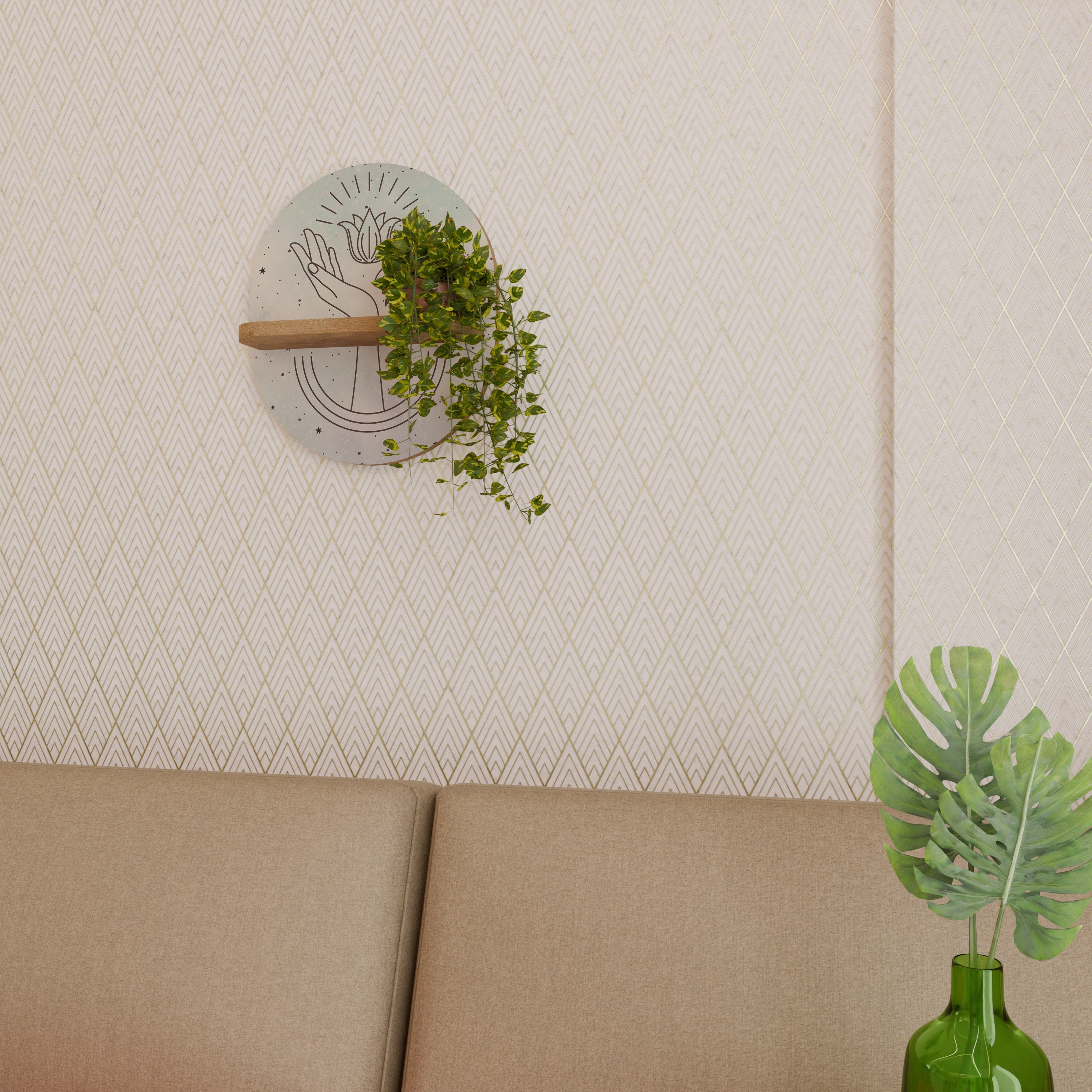 DELICATE BEAUTY Prateleira Oval Decorativa em Efeito Carvalho