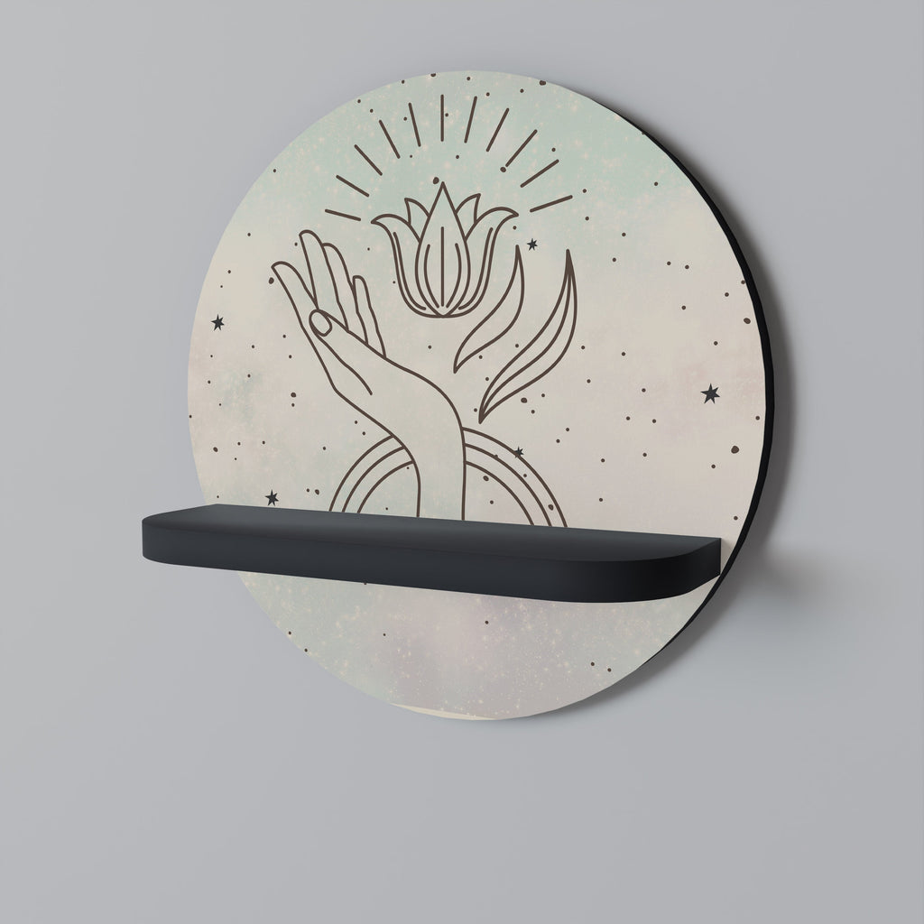 DELICATE BEAUTY Prateleira Redonda Decorativa em Acabamento Preto