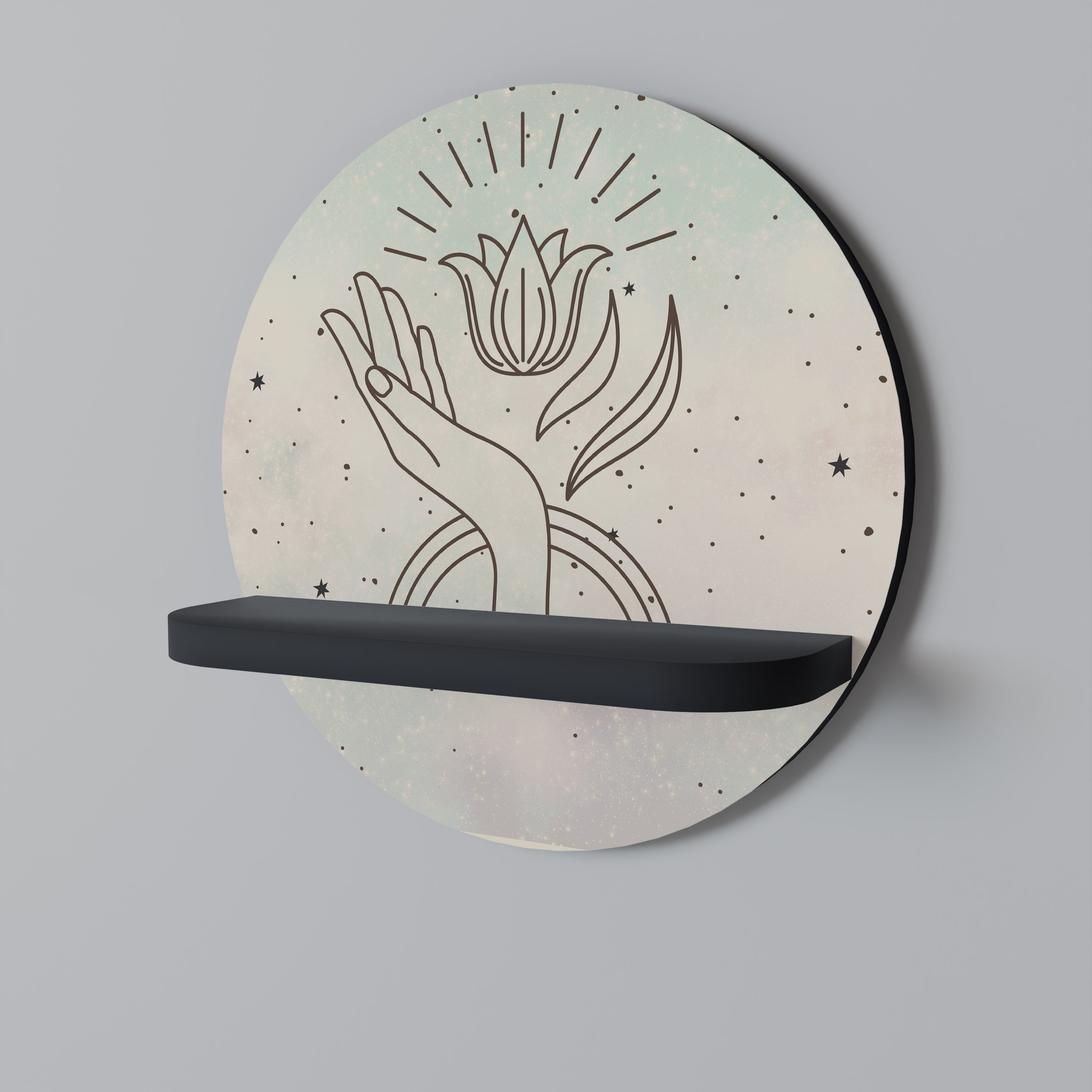 DELICATE BEAUTY Prateleira Redonda Decorativa em Acabamento Preto