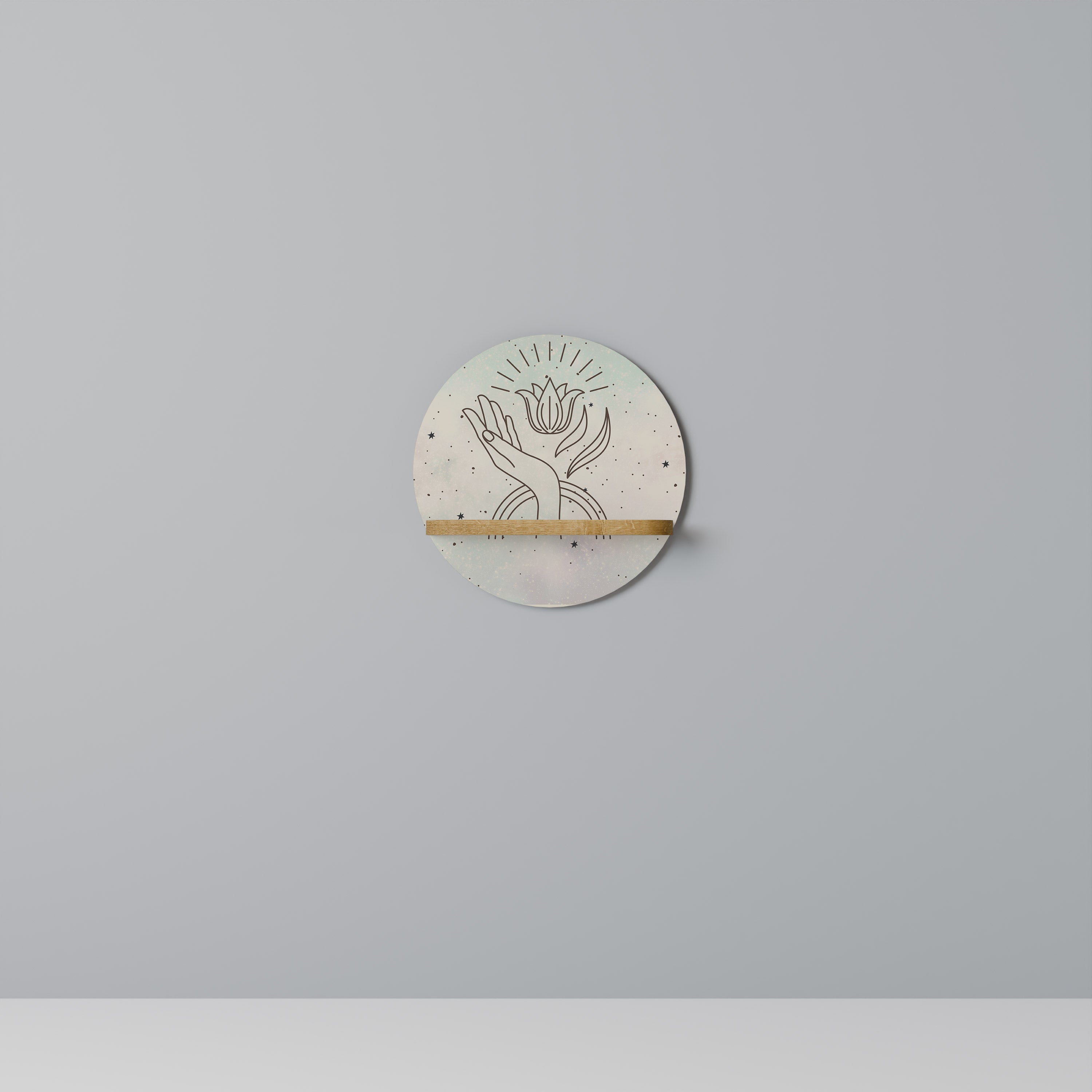 DELICATE BEAUTY Prateleira Redonda Decorativa em Efeito Carvalho