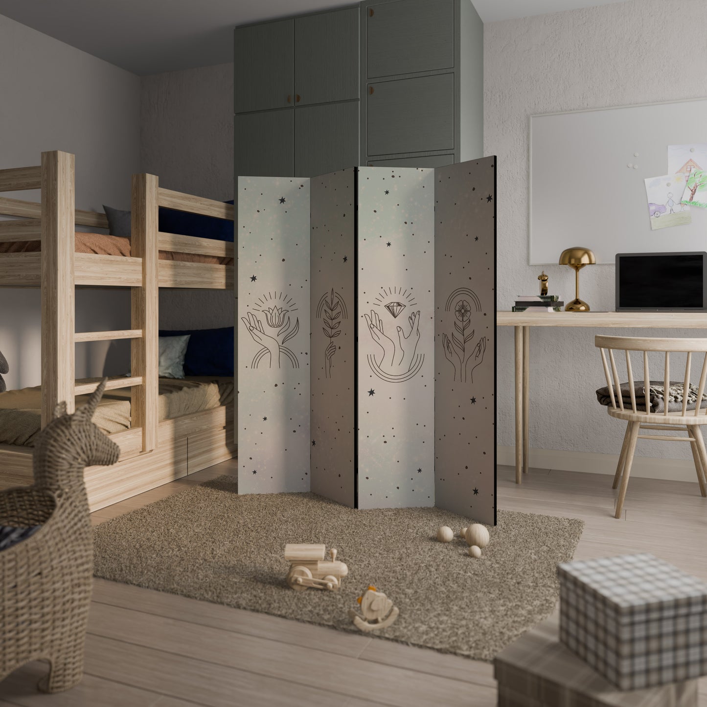 DELICATE BEAUTY Biombo de 4 Painéis