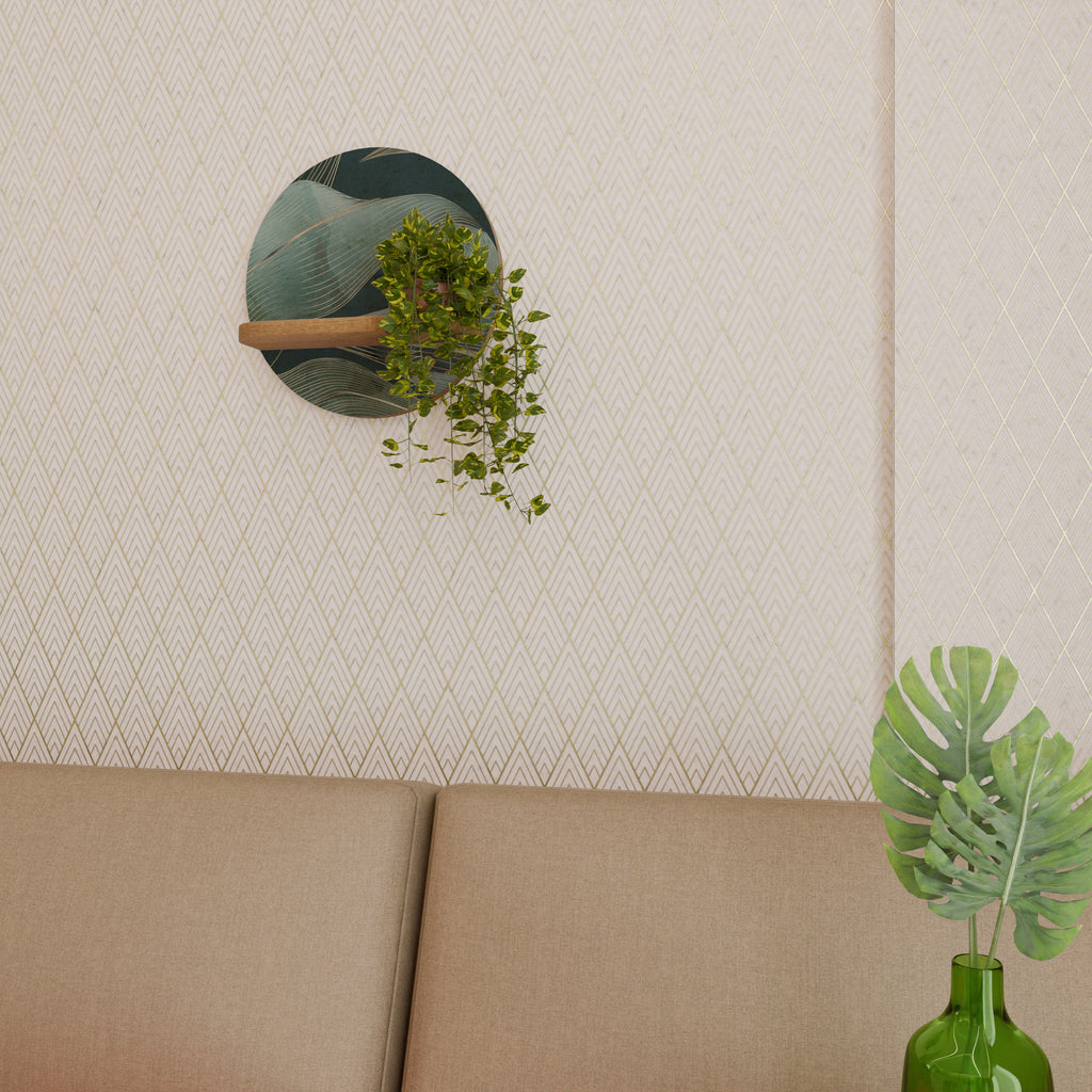 ROYAL GREEN Prateleira Redonda Decorativa em Efeito Carvalho