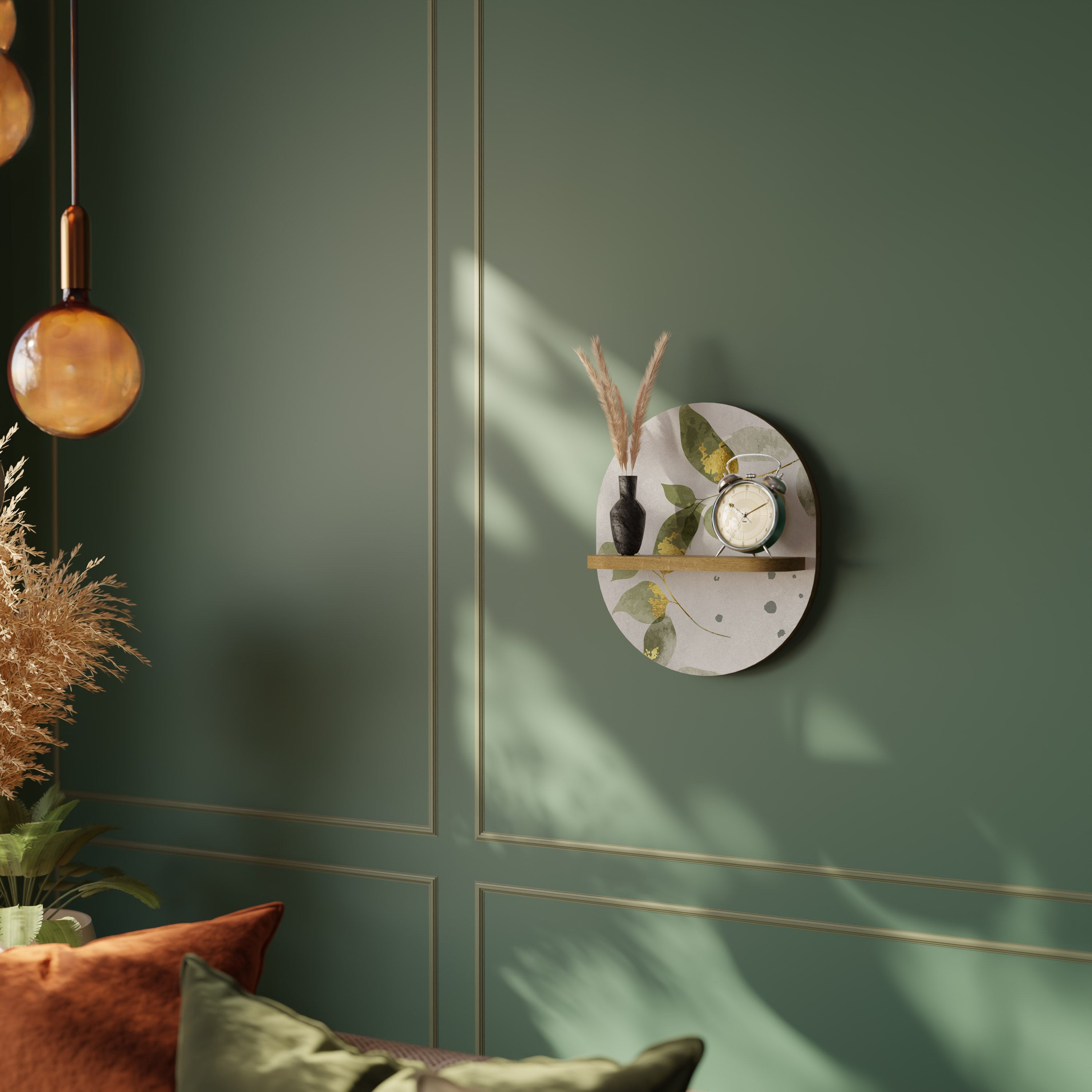 ELEGANT BOTANICS Prateleira Oval Decorativa em Efeito Carvalho