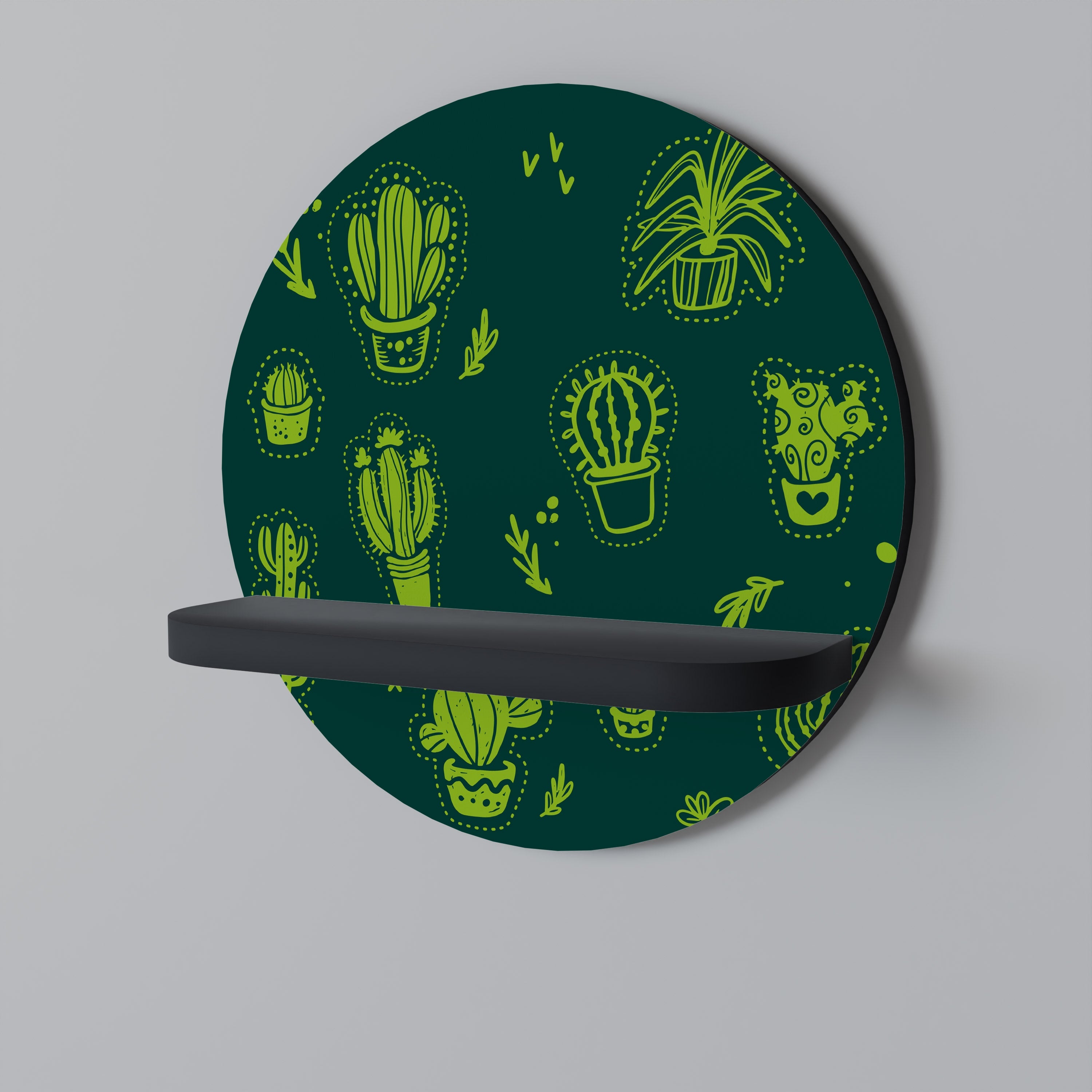 DESERT GREEN Prateleira Redonda Decorativa em Acabamento Preto