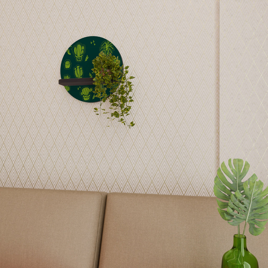 DESERT GREEN Prateleira Redonda Decorativa em Acabamento Preto