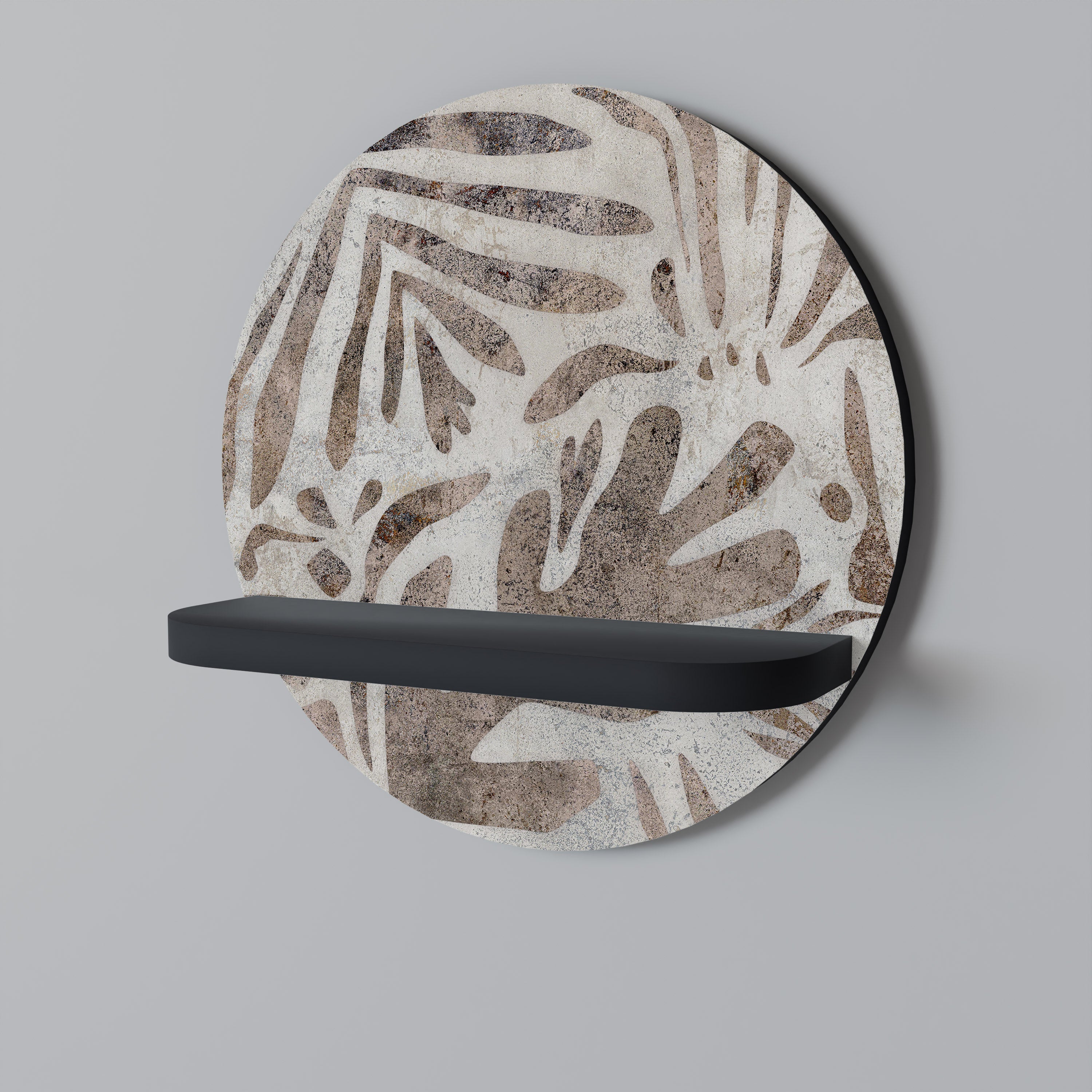 PASSING TIME Prateleira Redonda Decorativa em Acabamento Preto