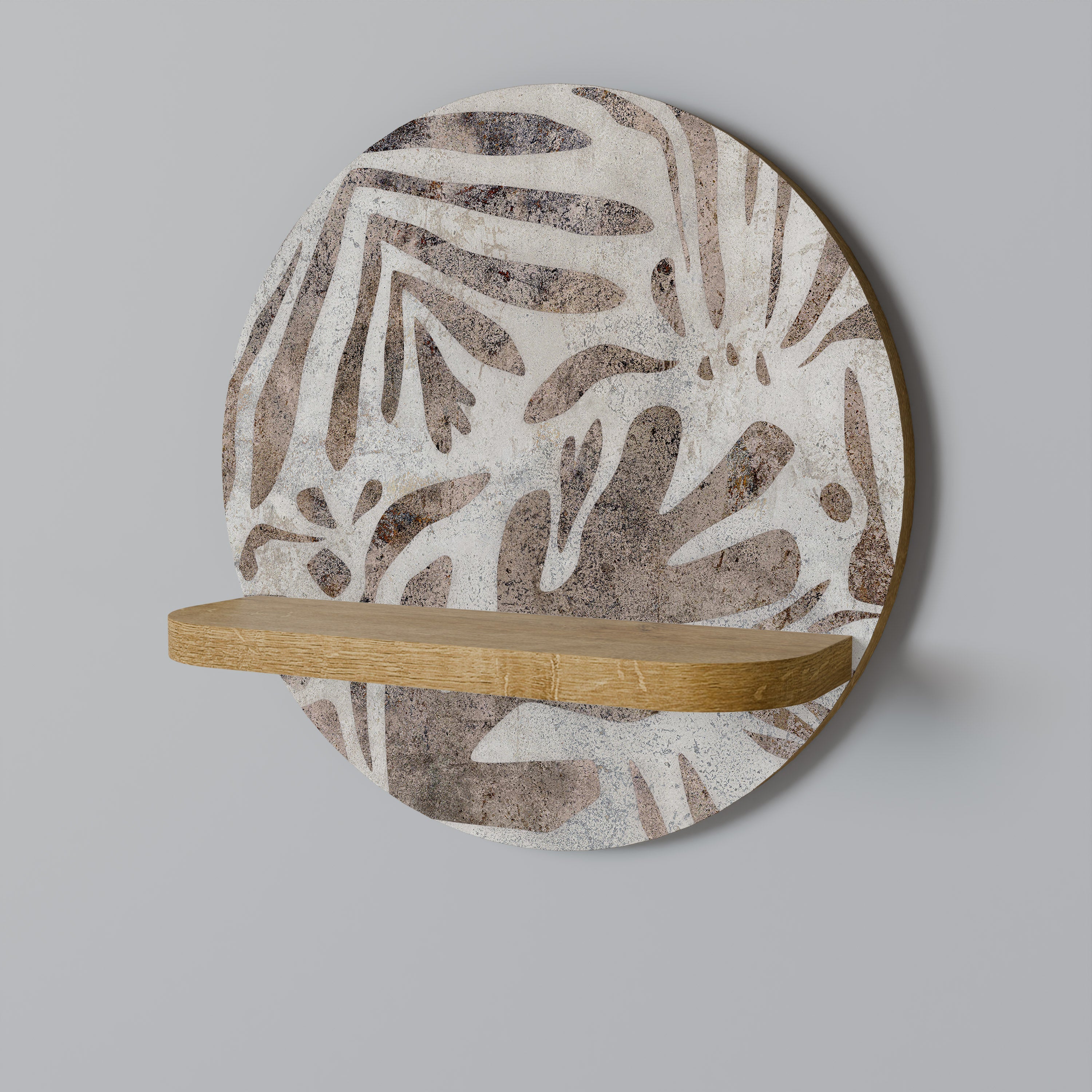 PASSING TIME Prateleira Redonda Decorativa em Efeito Carvalho