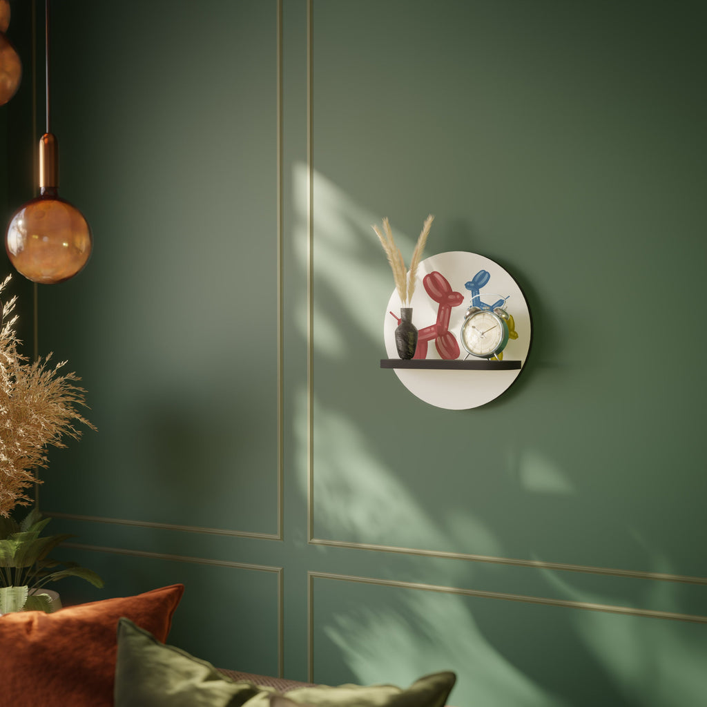 CHILDHOOD MEMORY Prateleira Redonda Decorativa em Acabamento Preto