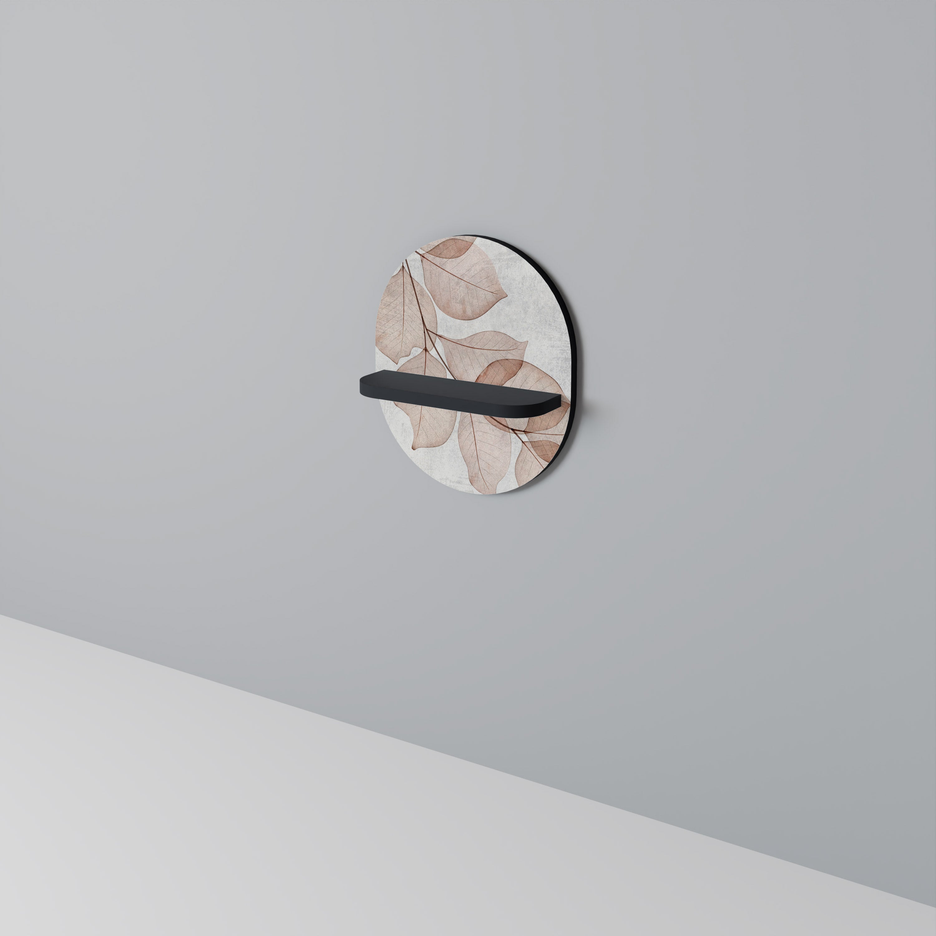 AUTUMN FRAGILITY Prateleira Oval Decorativa em Acabamento Preto