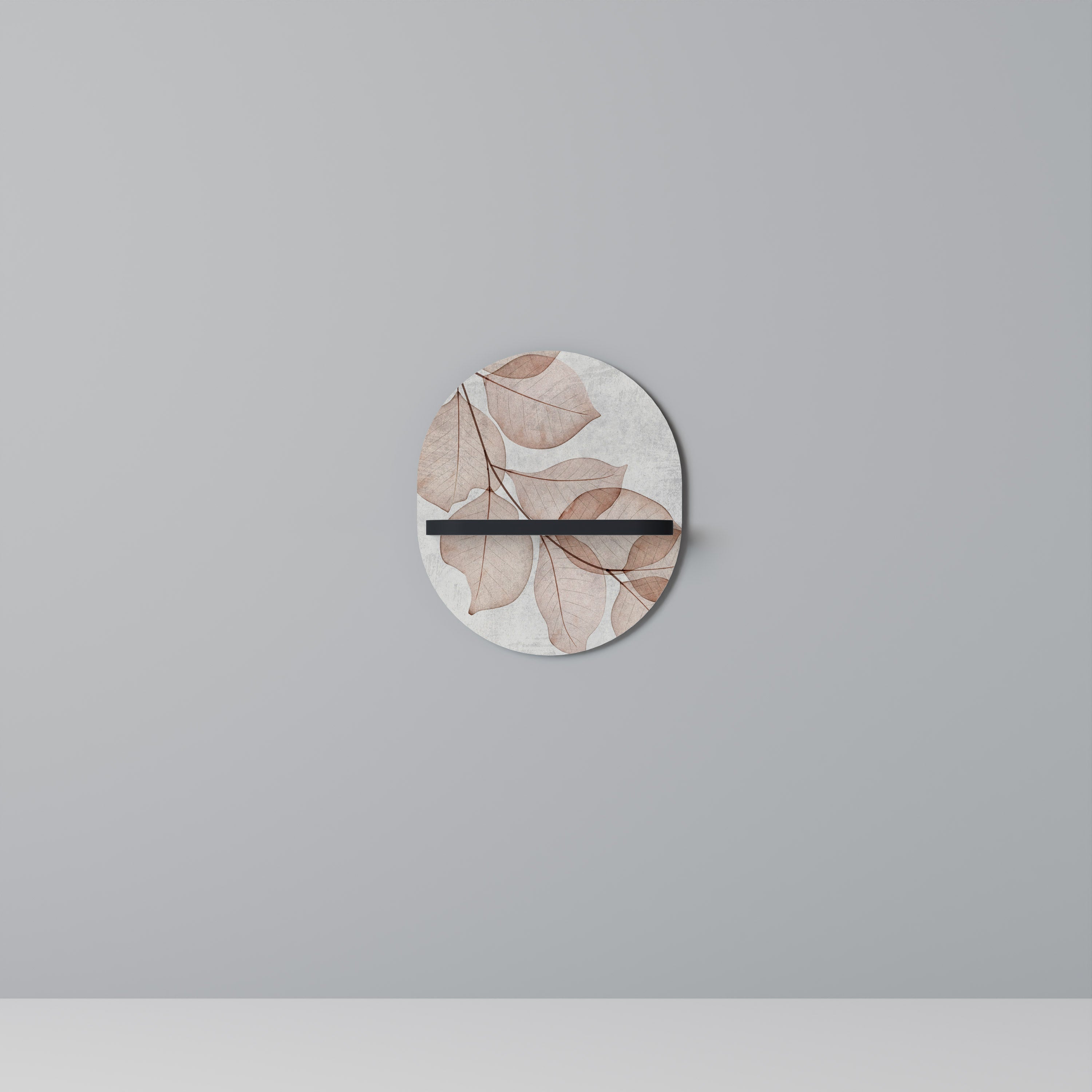 AUTUMN FRAGILITY Prateleira Oval Decorativa em Acabamento Preto