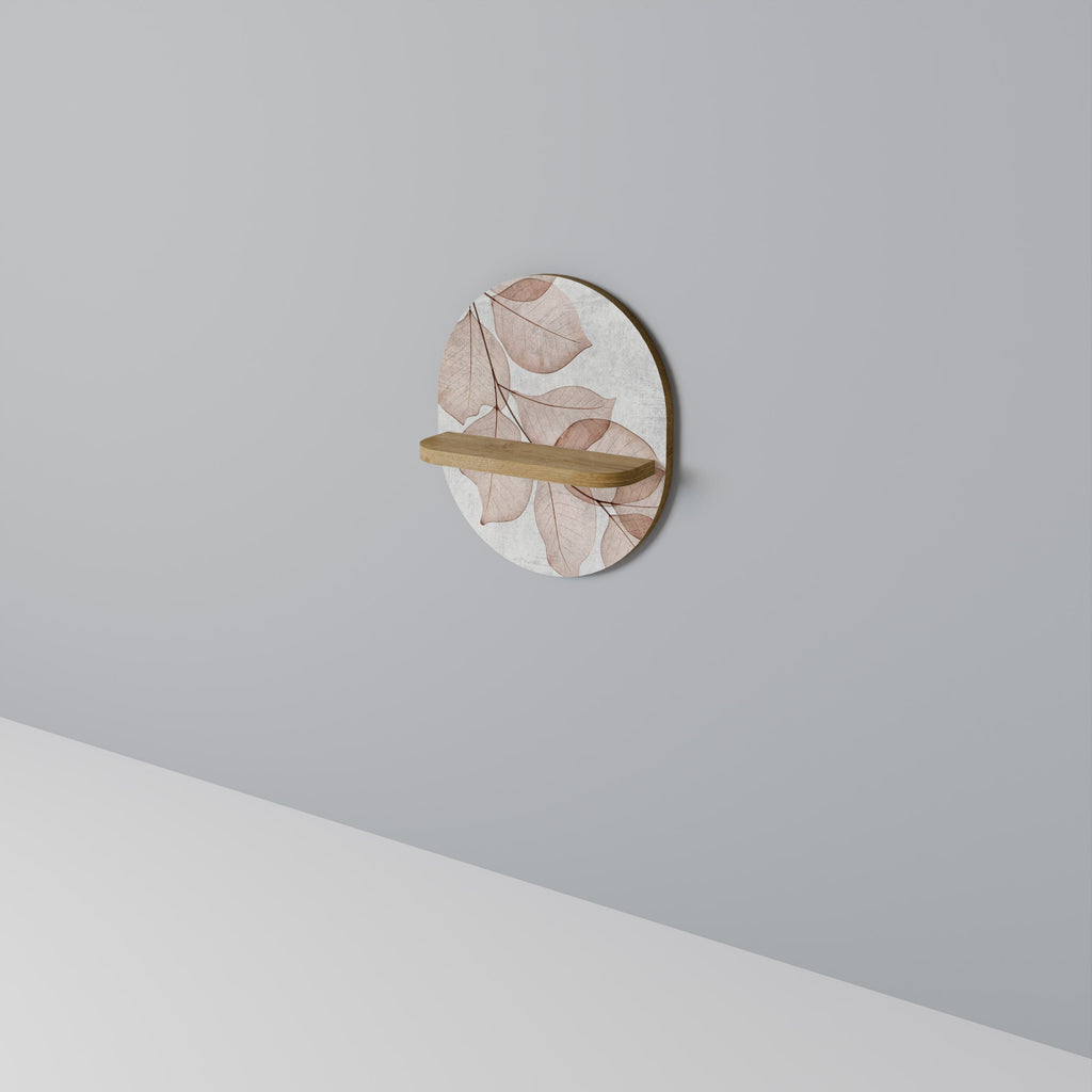 AUTUMN FRAGILITY Oval Art Shelf In Oak Effect