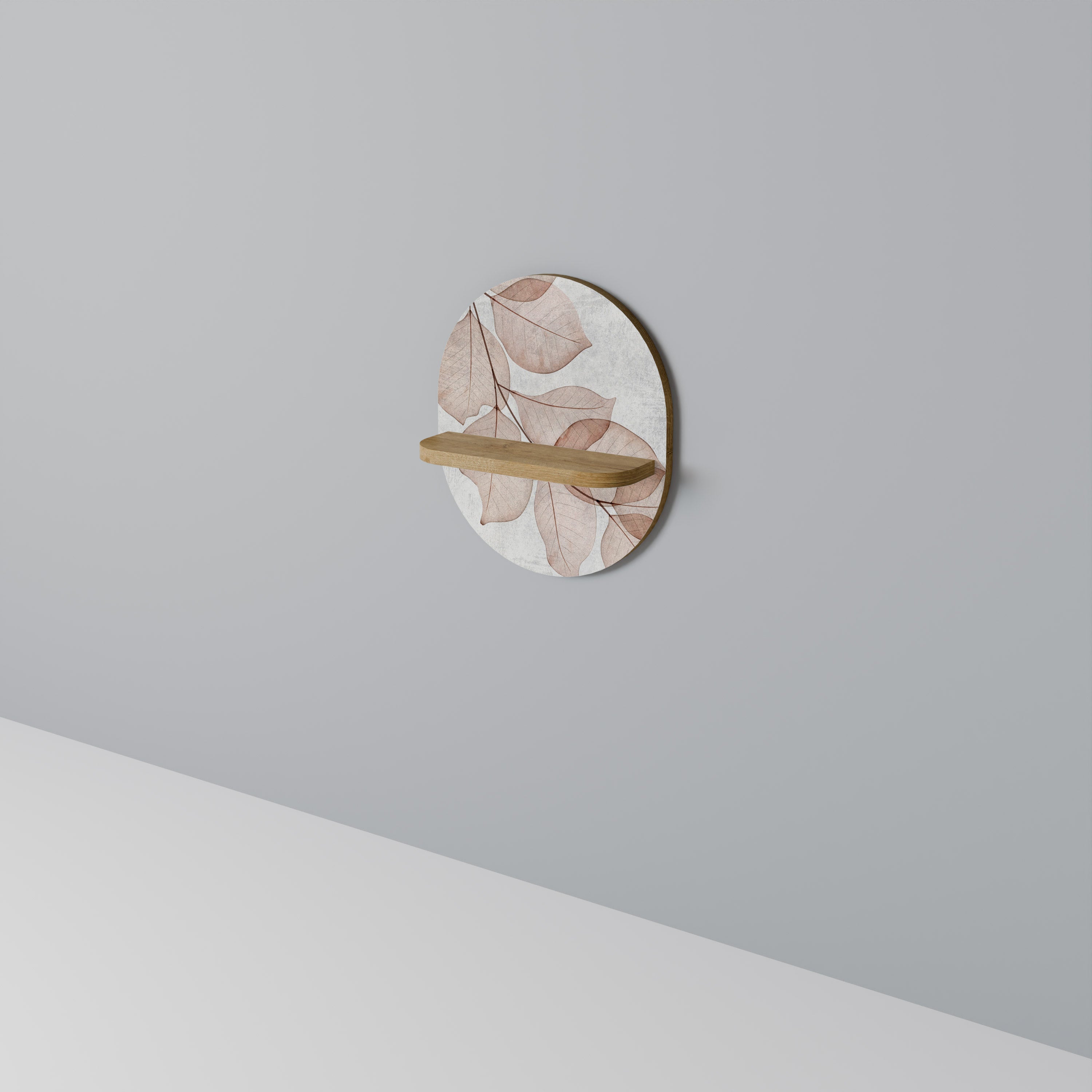 AUTUMN FRAGILITY Prateleira Oval Decorativa em Efeito Carvalho