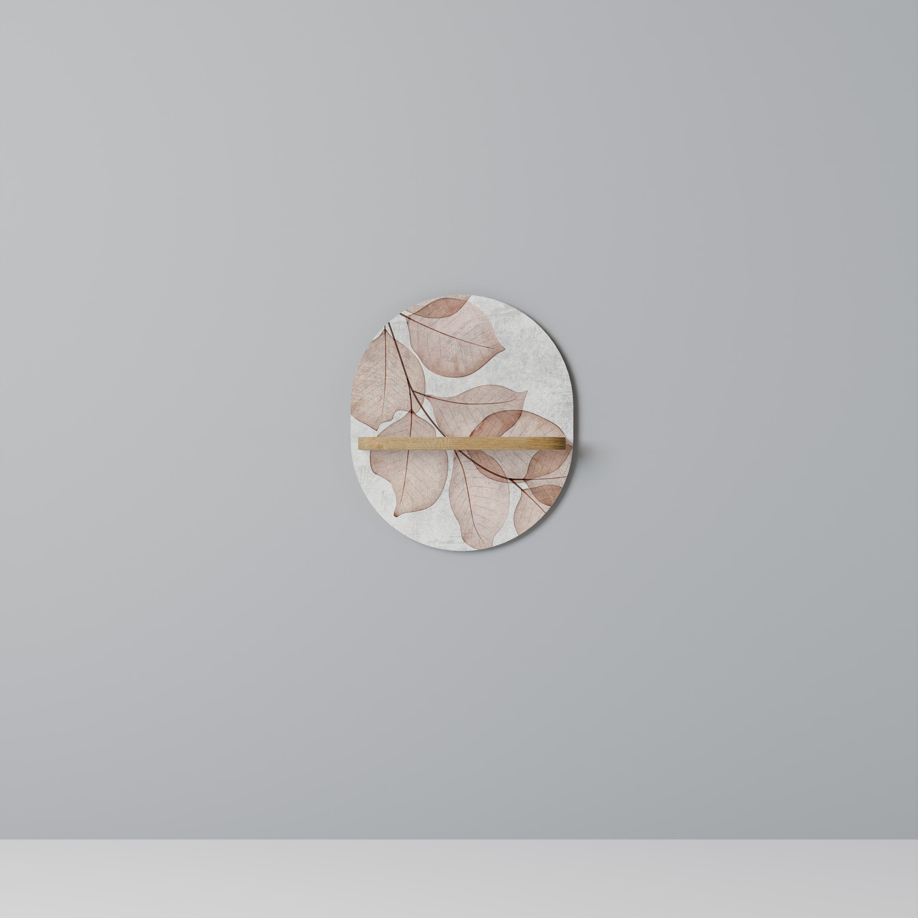 AUTUMN FRAGILITY Prateleira Oval Decorativa em Efeito Carvalho