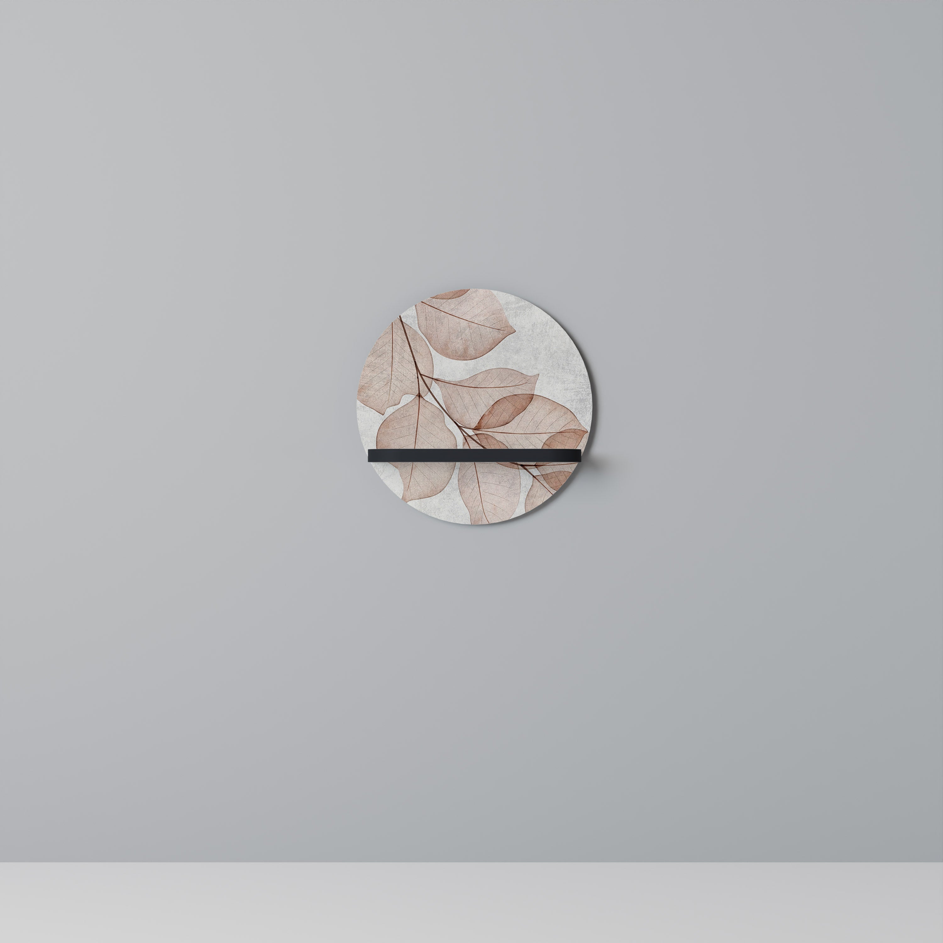 AUTUMN FRAGILITY Prateleira Redonda Decorativa em Acabamento Preto