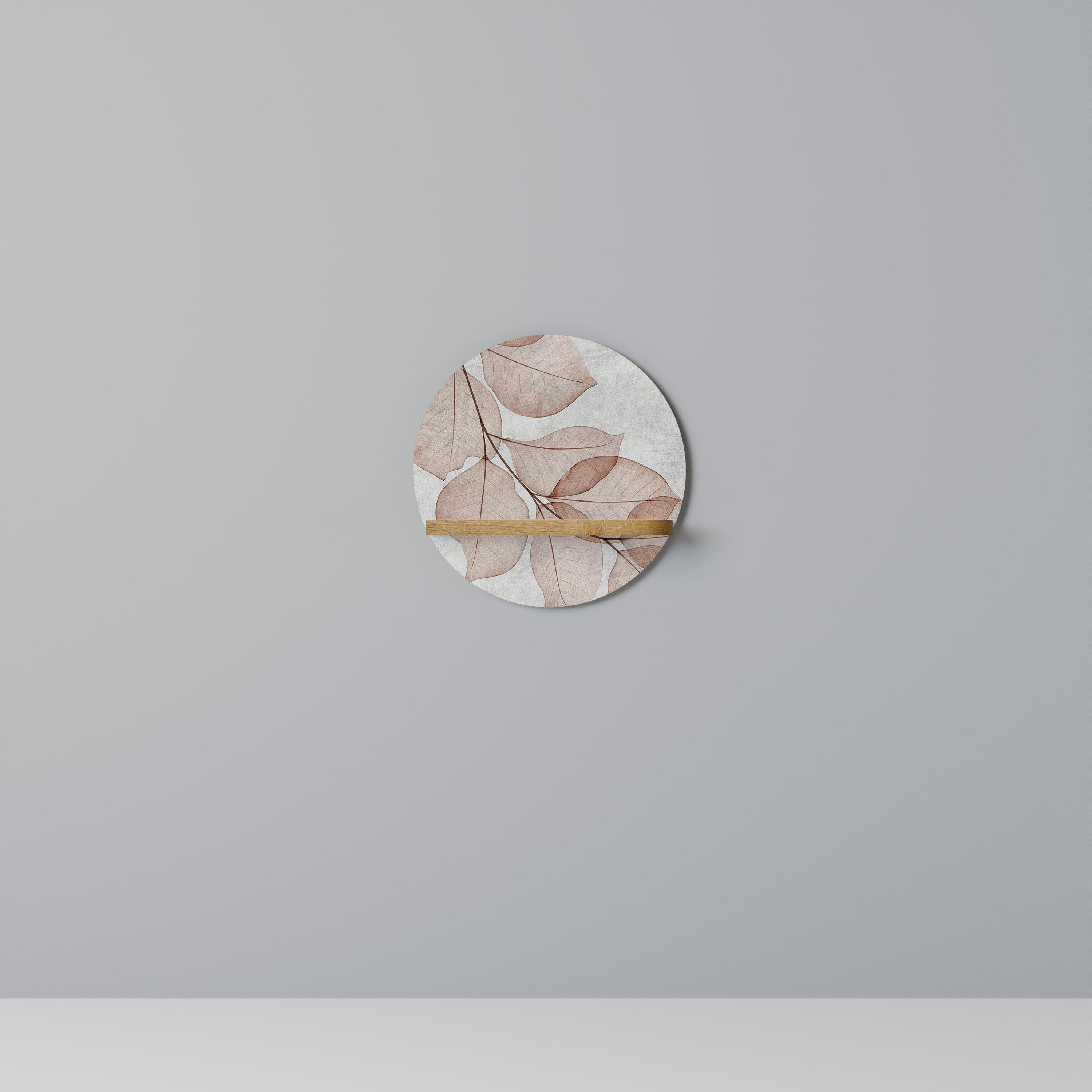 AUTUMN FRAGILITY Prateleira Redonda Decorativa em Efeito Carvalho