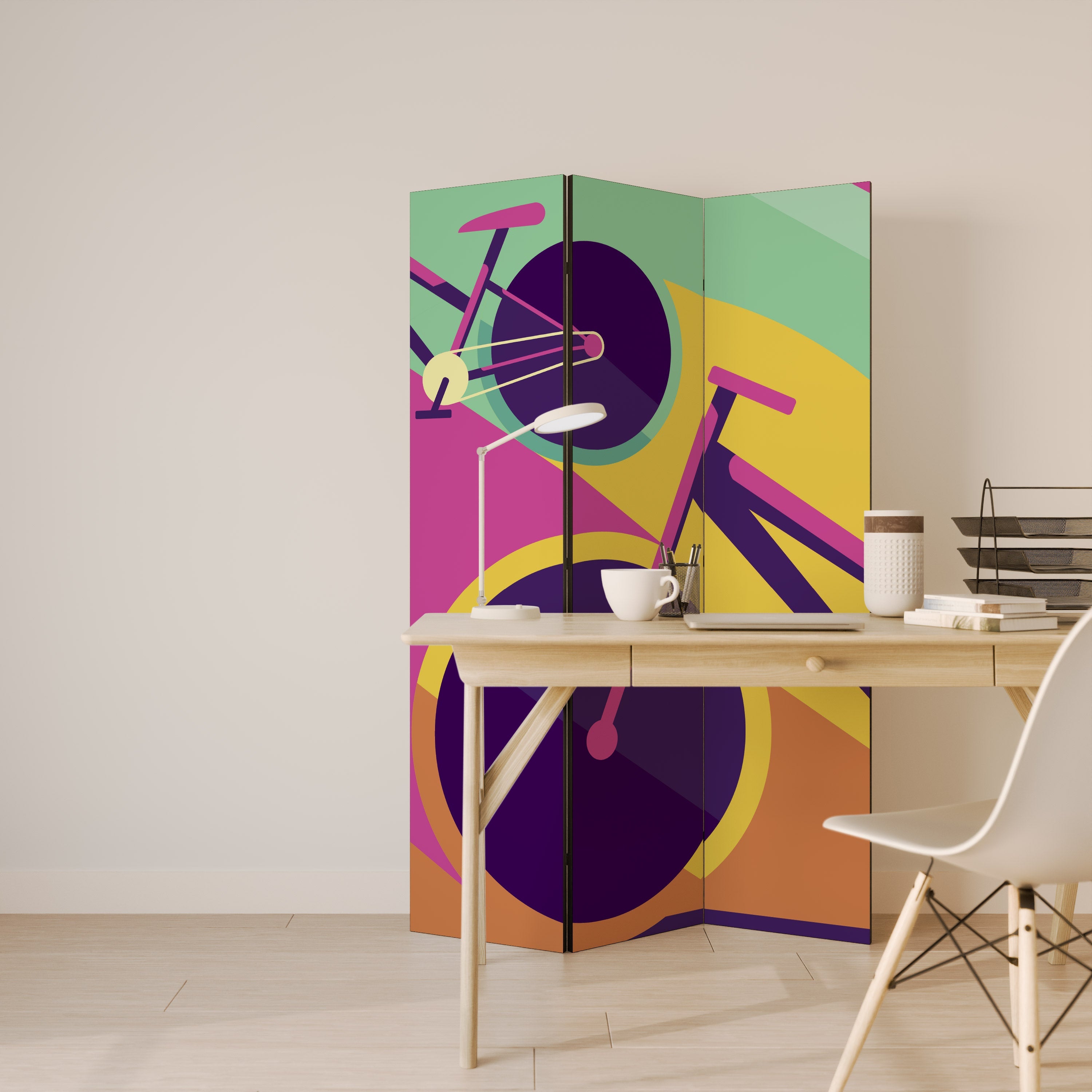 BIKE DREAMS Biombo Decorativo de 3 Painéis