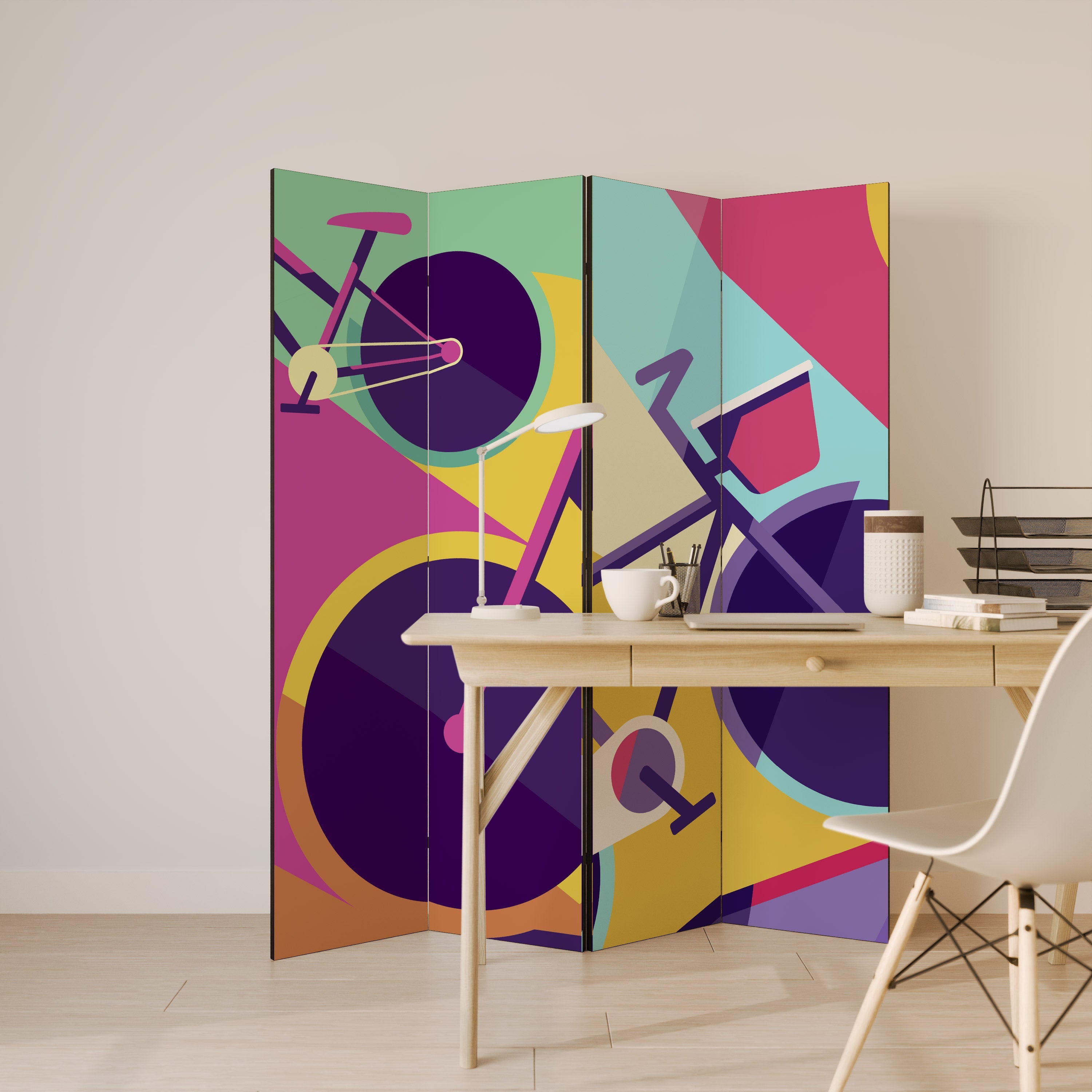 BIKE DREAMS Biombo Decorativo de 4 Painéis