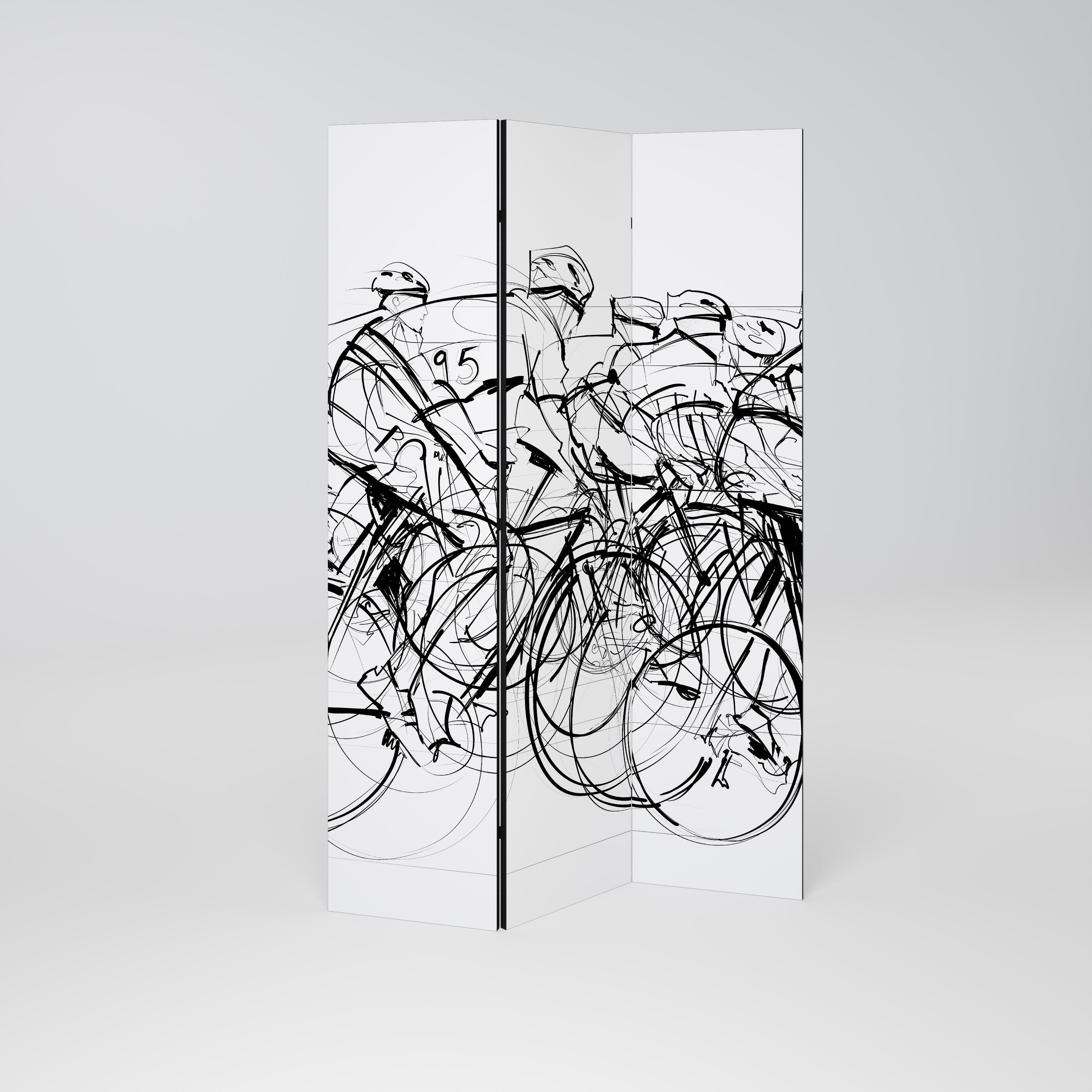 CYCLING COMPETITION Biombo Decorativo de 3 Painéis