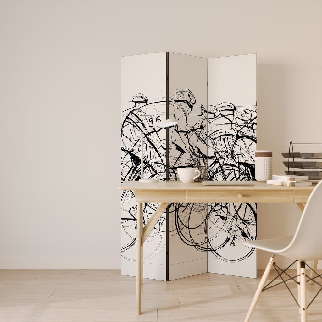 CYCLING COMPETITION Biombo Decorativo de 3 Painéis