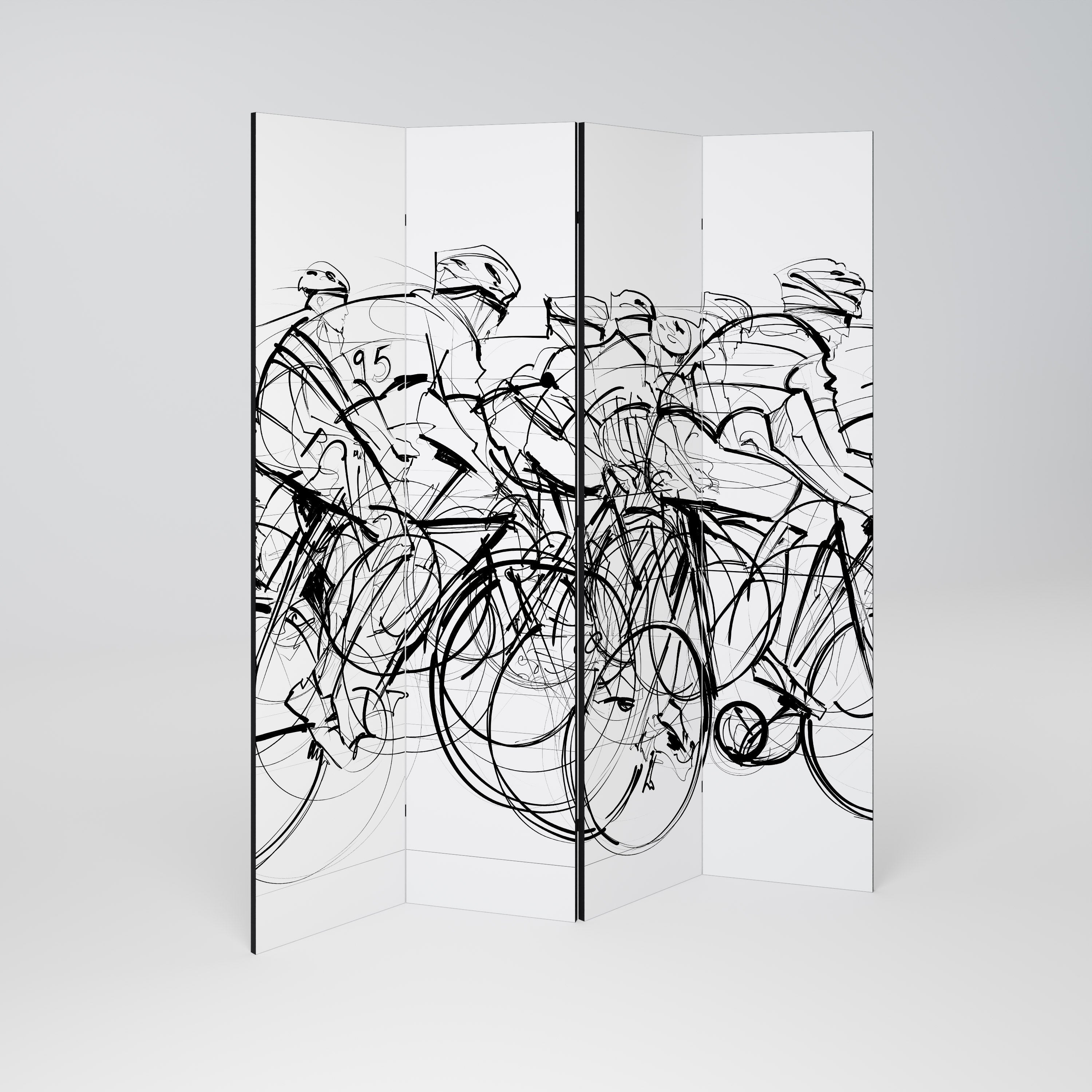 CYCLING COMPETITION Biombo Decorativo de 4 Painéis
