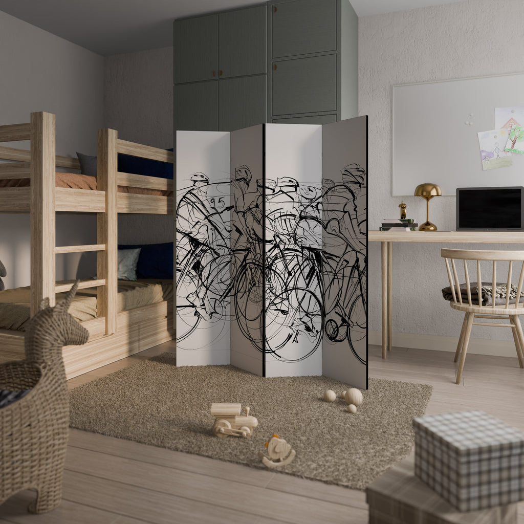 CYCLING COMPETITION Biombo Decorativo de 4 Painéis