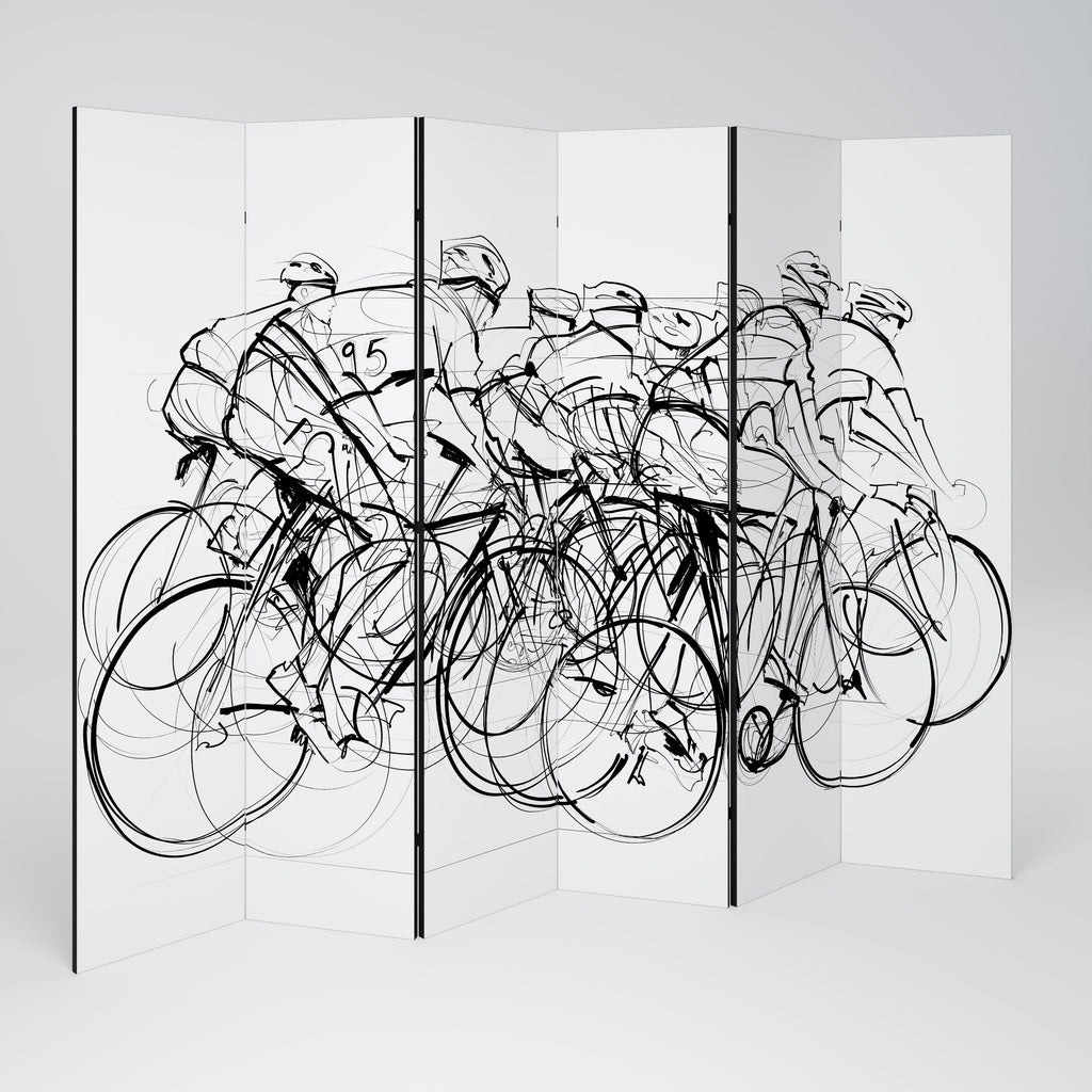 CYCLING COMPETITION Decorative 6-Panel Room Divider