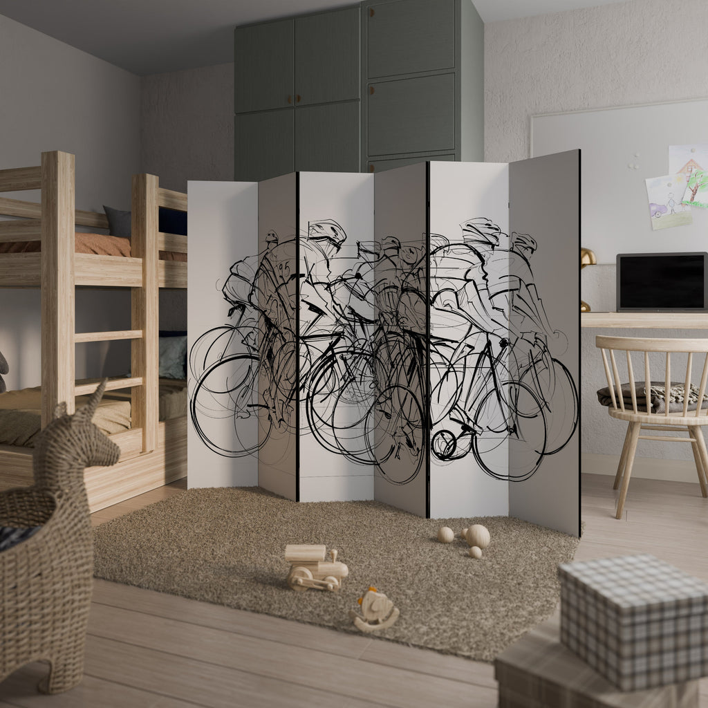 CYCLING COMPETITION Decorative 6-Panel Room Divider