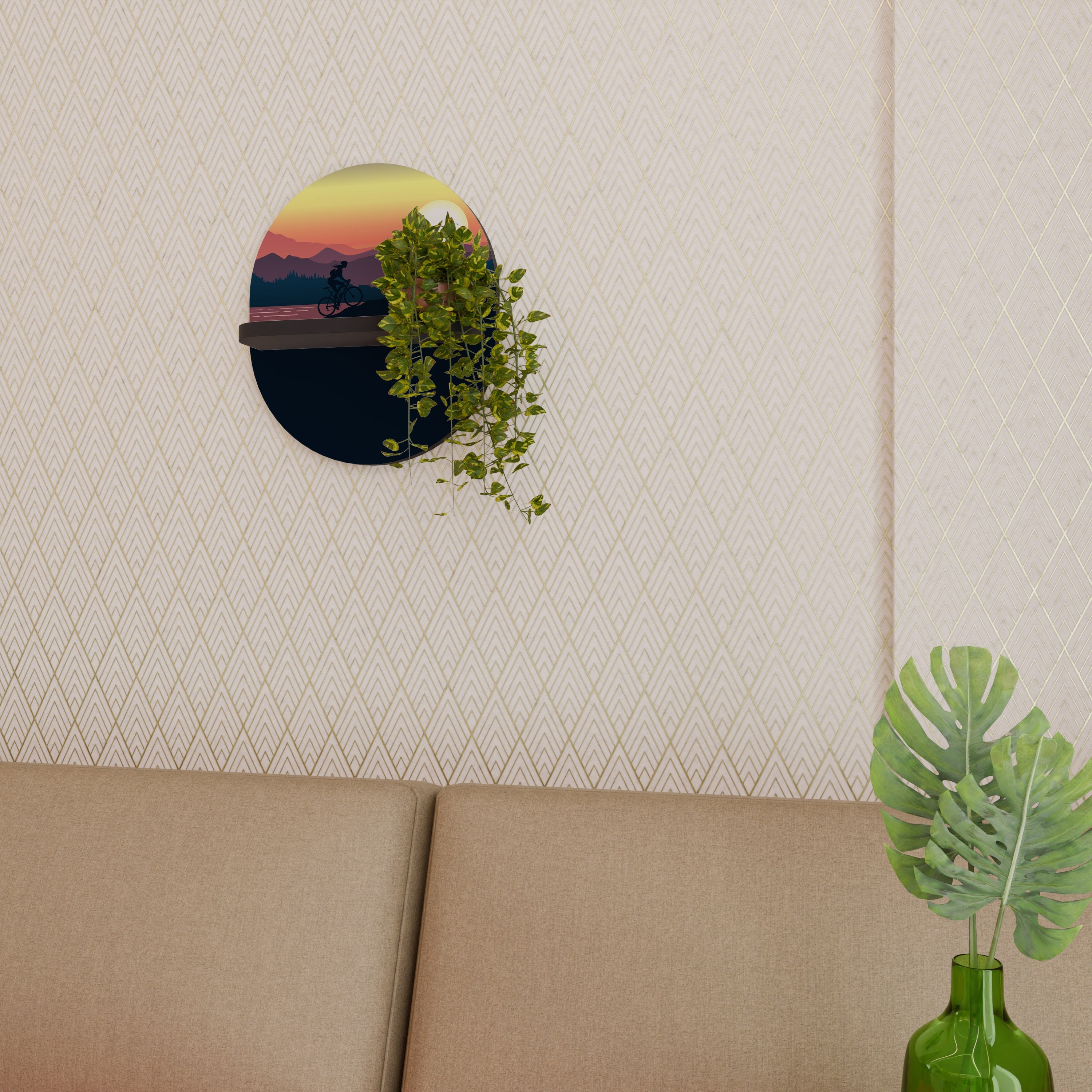 CYCLING HORIZON Prateleira Oval Decorativa em Acabamento Preto