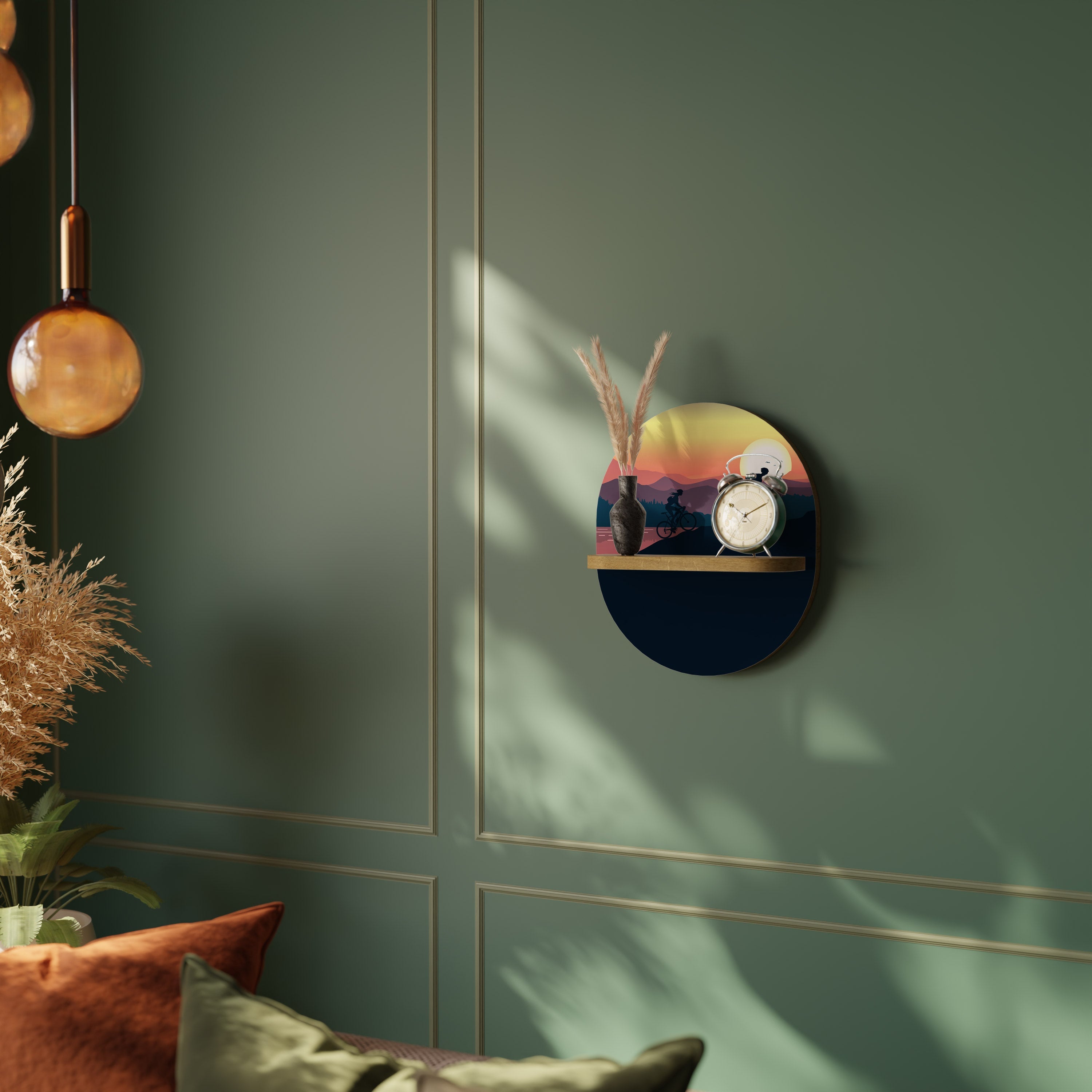 CYCLING HORIZON Prateleira Oval Decorativa em Efeito Carvalho