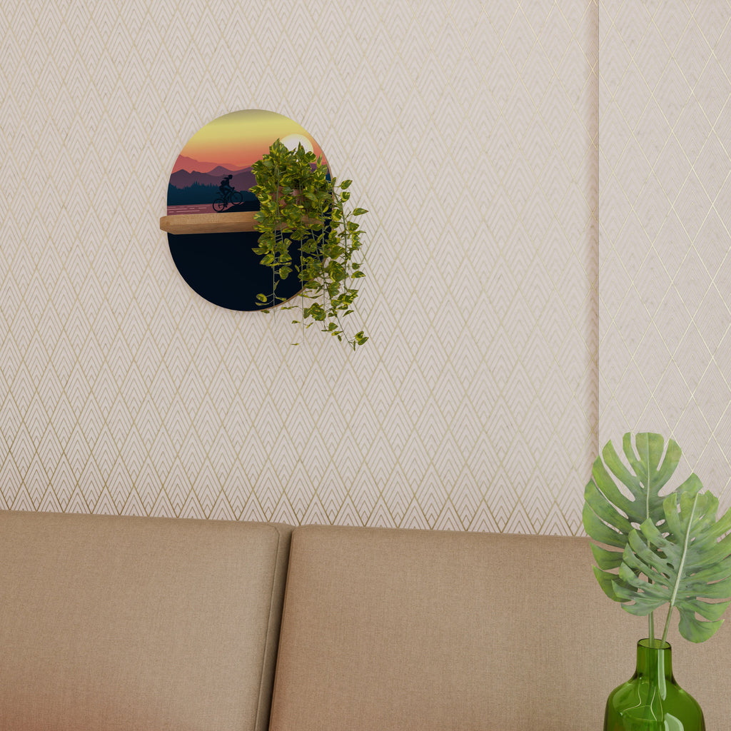 CYCLING HORIZON Prateleira Oval Decorativa em Efeito Carvalho