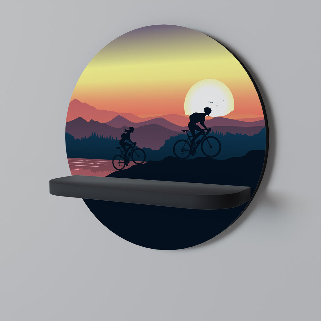 CYCLING HORIZON Prateleira Redonda Decorativa em Acabamento Preto