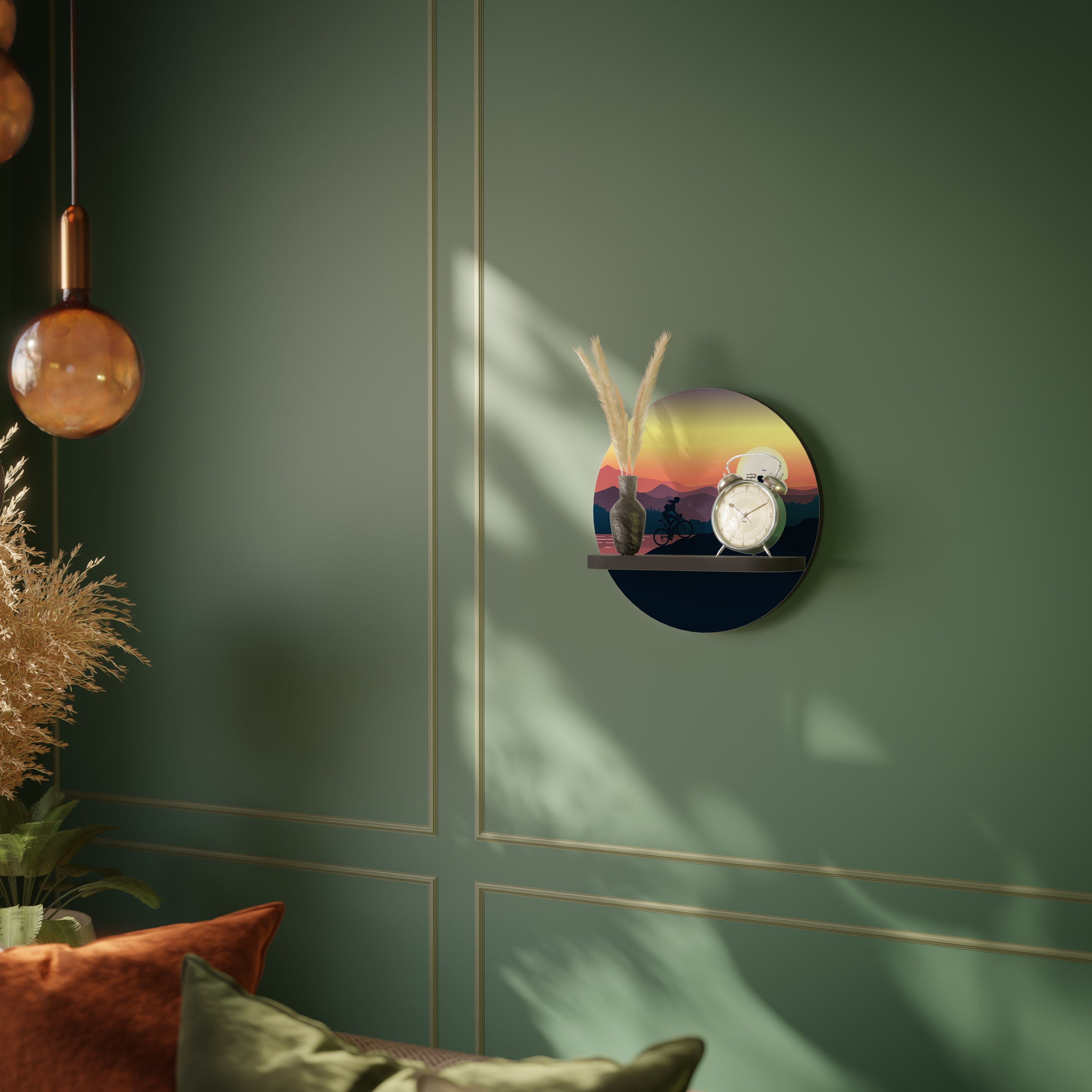 CYCLING HORIZON Prateleira Redonda Decorativa em Acabamento Preto