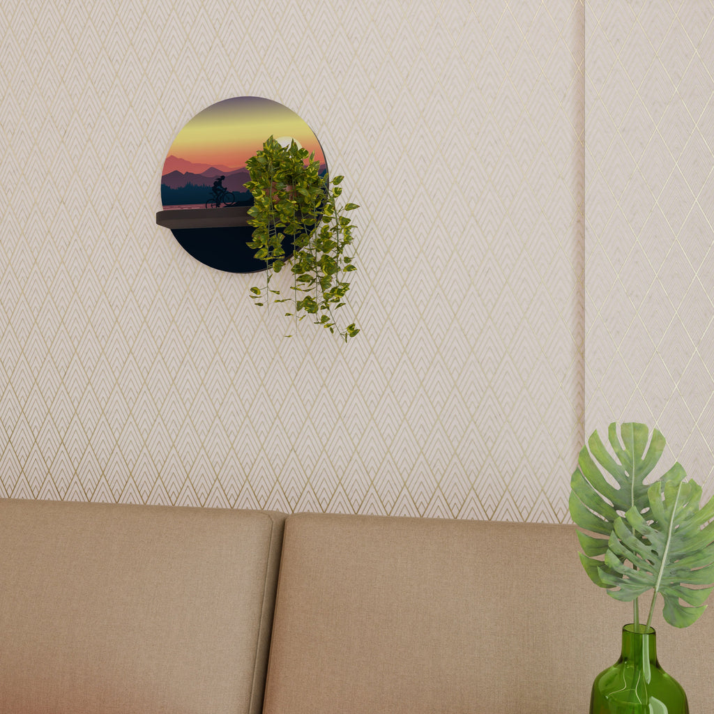 CYCLING HORIZON Prateleira Redonda Decorativa em Acabamento Preto