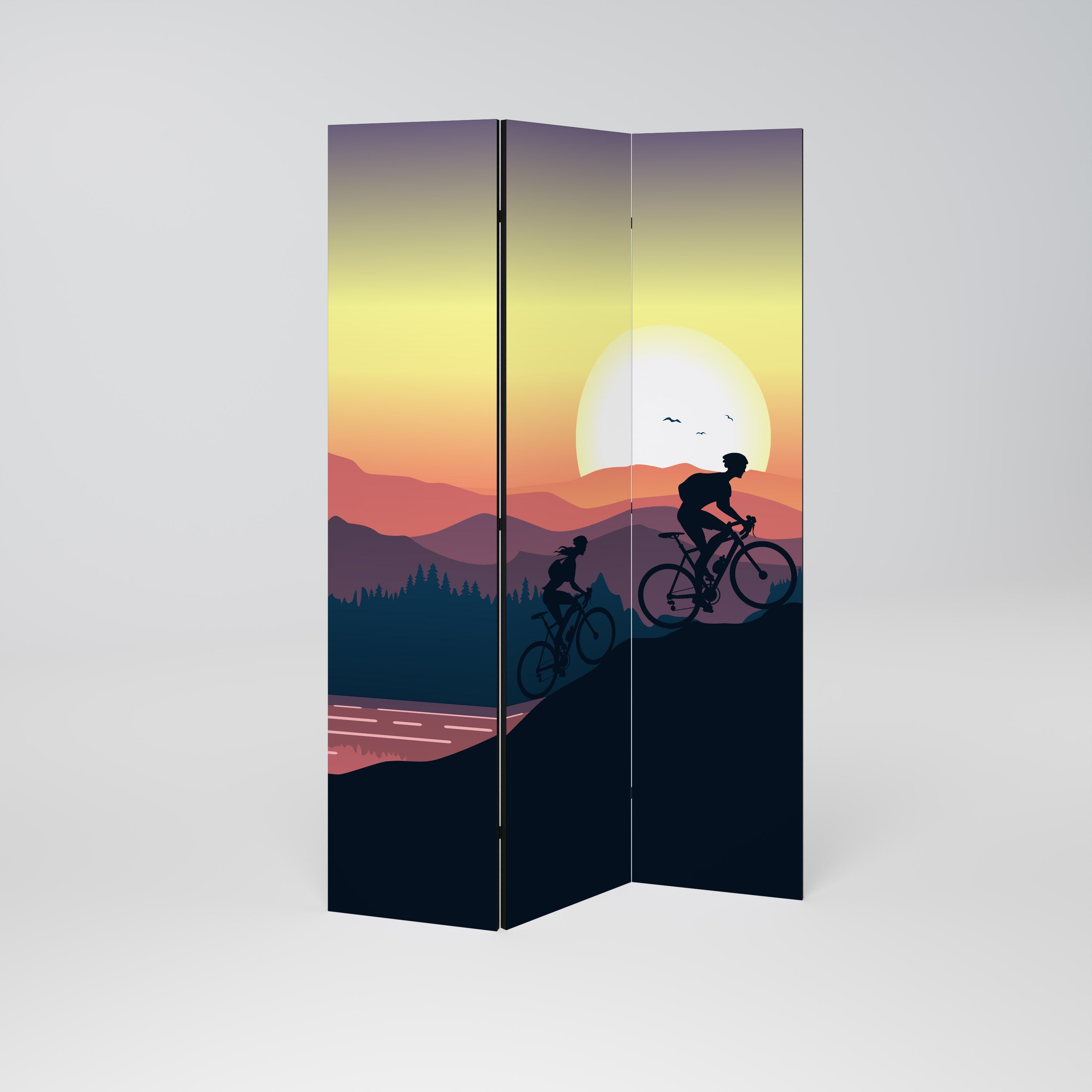 CYCLING HORIZON Biombo Decorativo de 3 Painéis