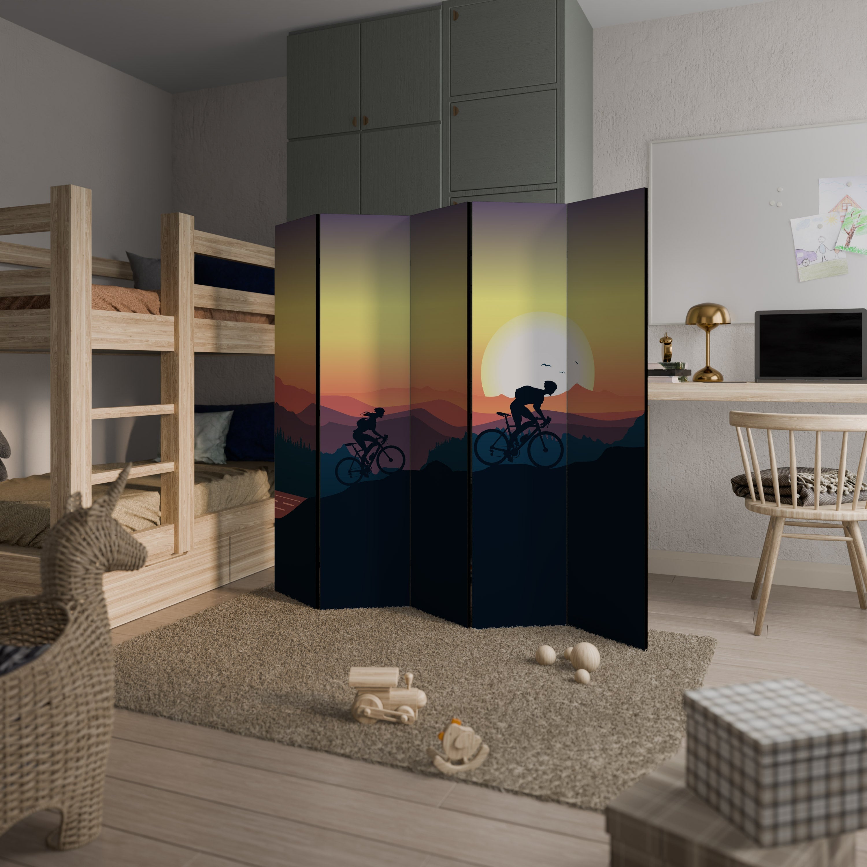 CYCLING HORIZON Biombo Decorativo de 5 Painéis