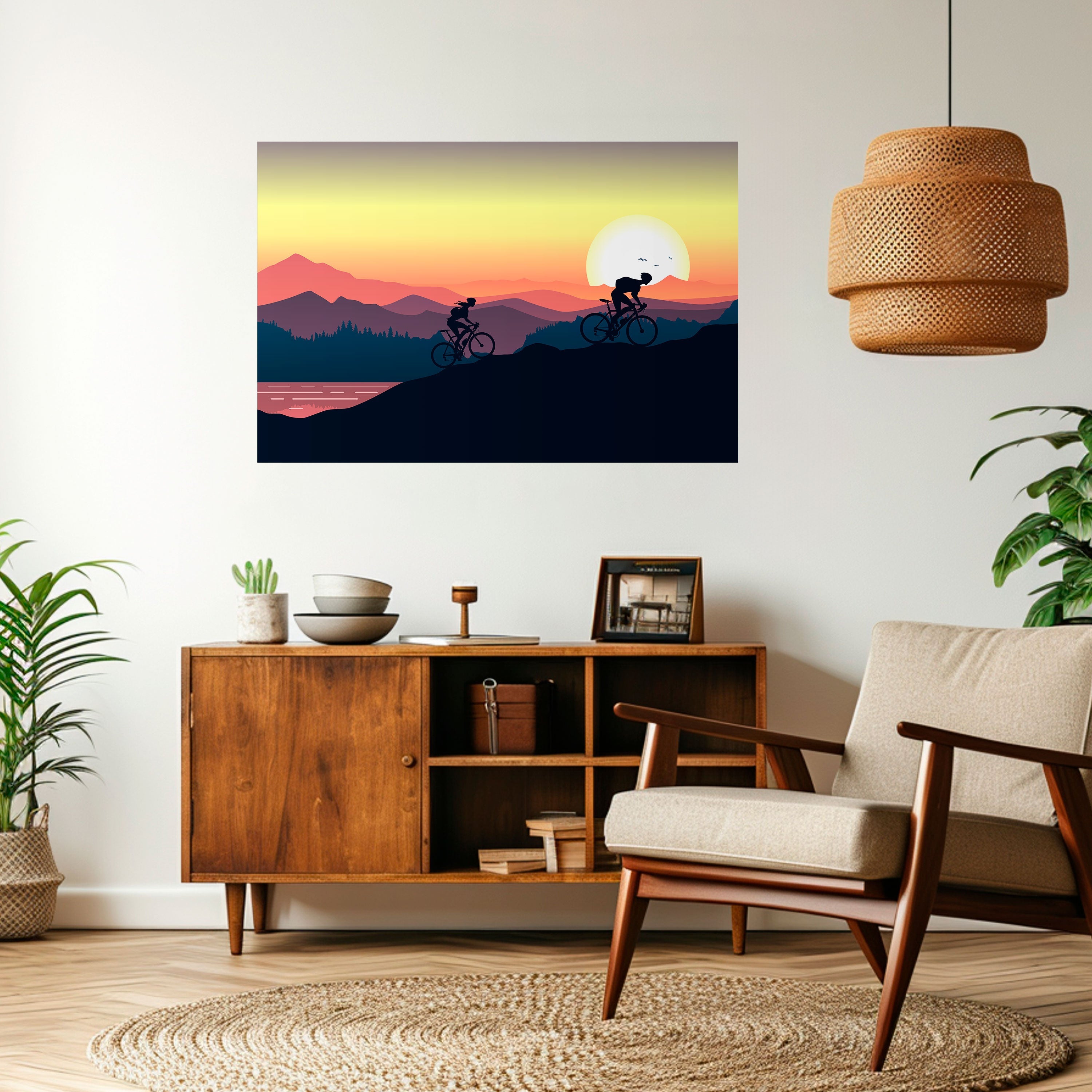 CYCLING HORIZON Peel and Stick Horizontal Poster