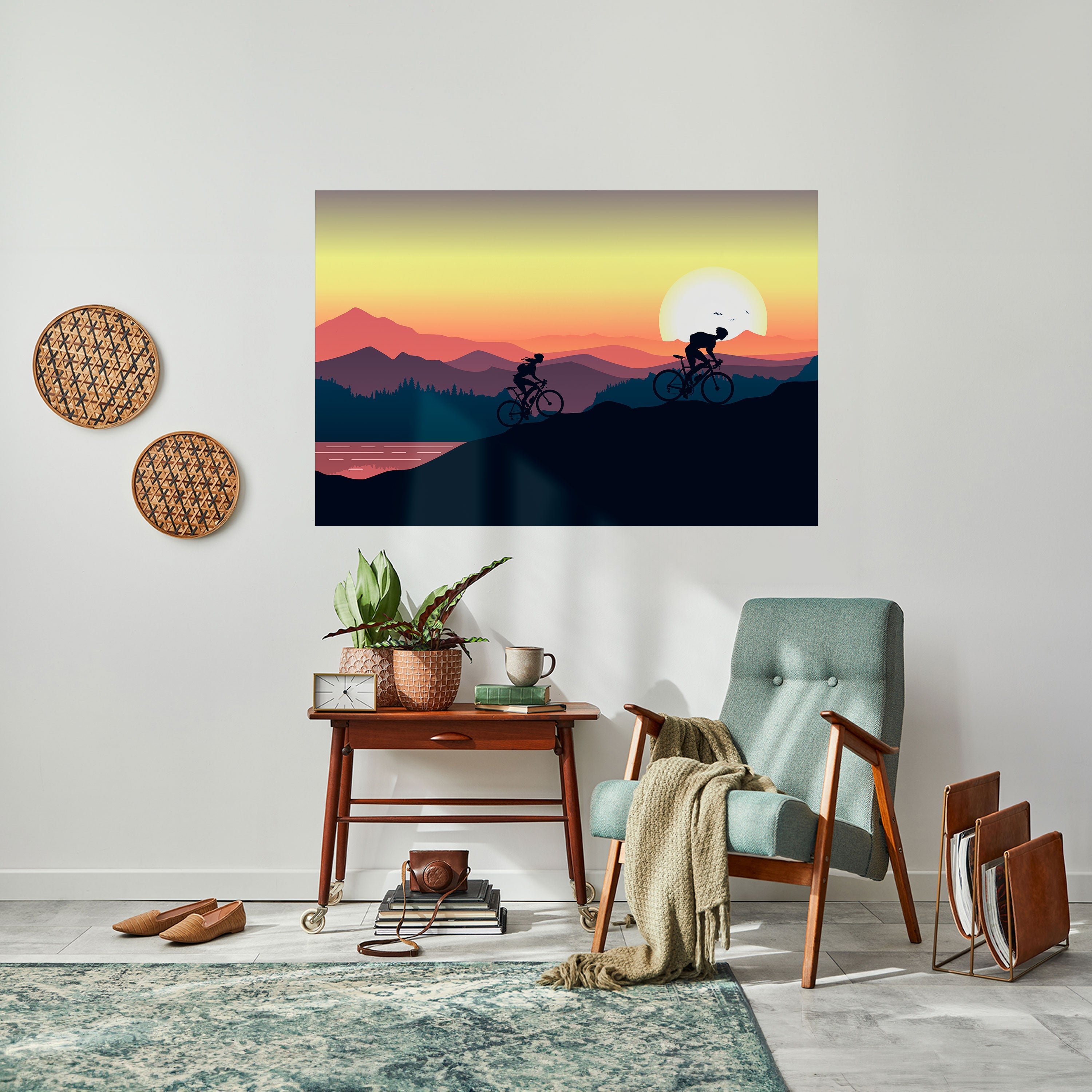 CYCLING HORIZON Peel and Stick Horizontal Poster