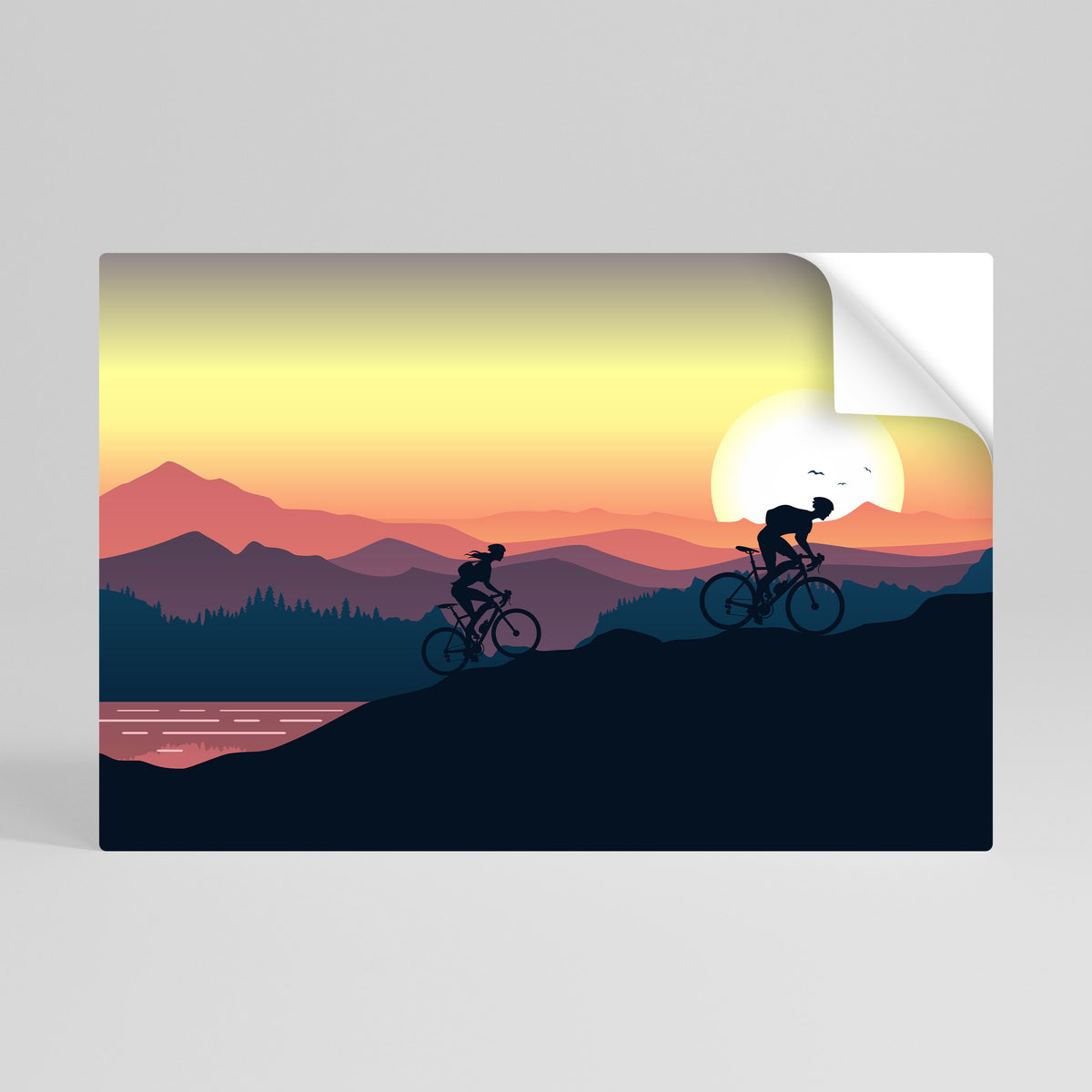 CYCLING HORIZON Póster Autocolante Horizontal
