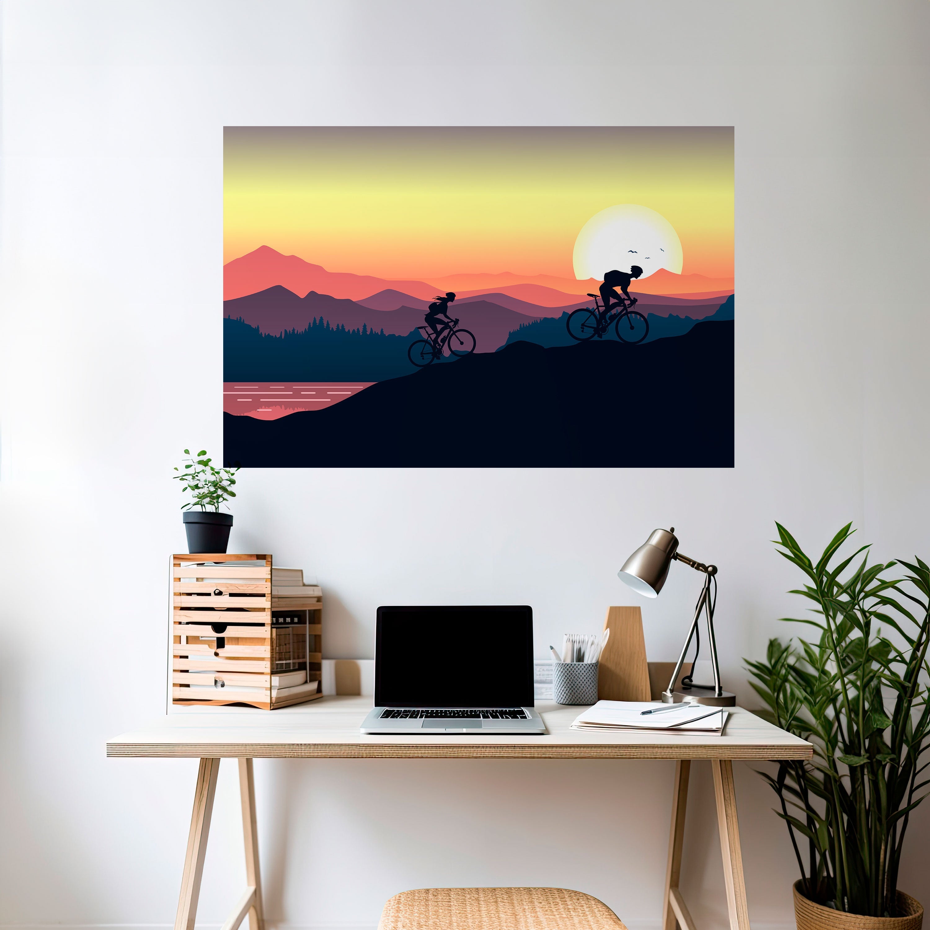 CYCLING HORIZON Peel and Stick Horizontal Poster