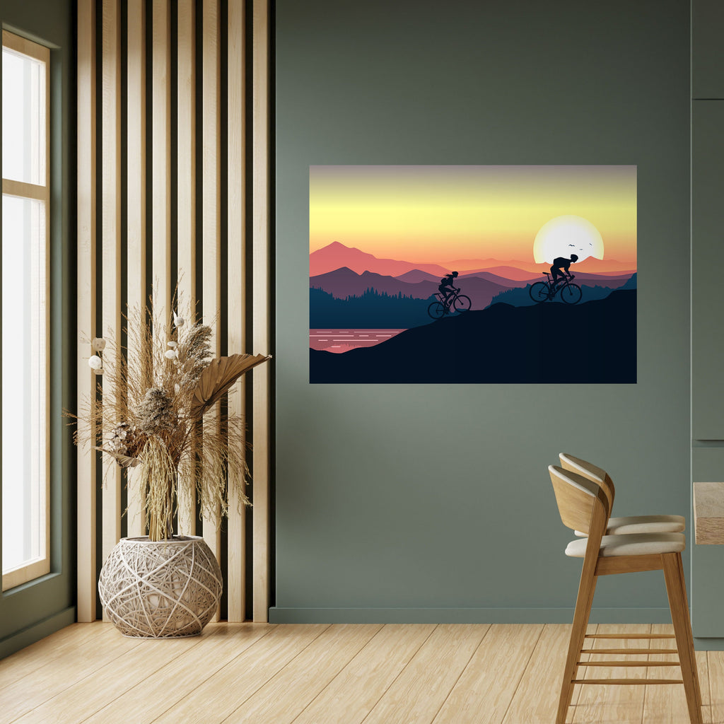CYCLING HORIZON Peel and Stick Horizontal Poster