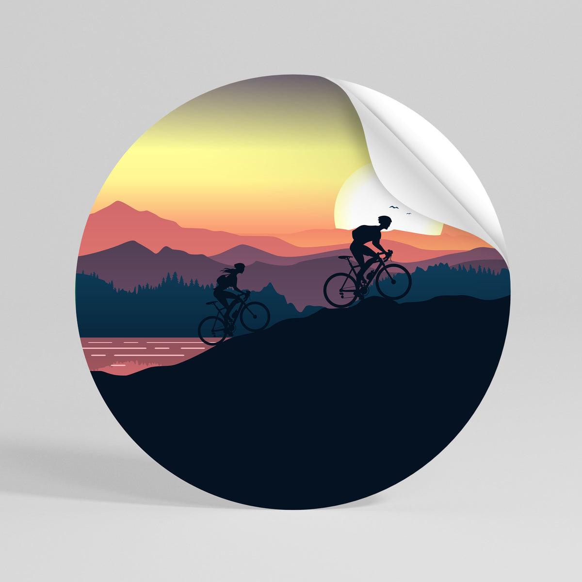 CYCLING HORIZON Autocolante Redondo Removível