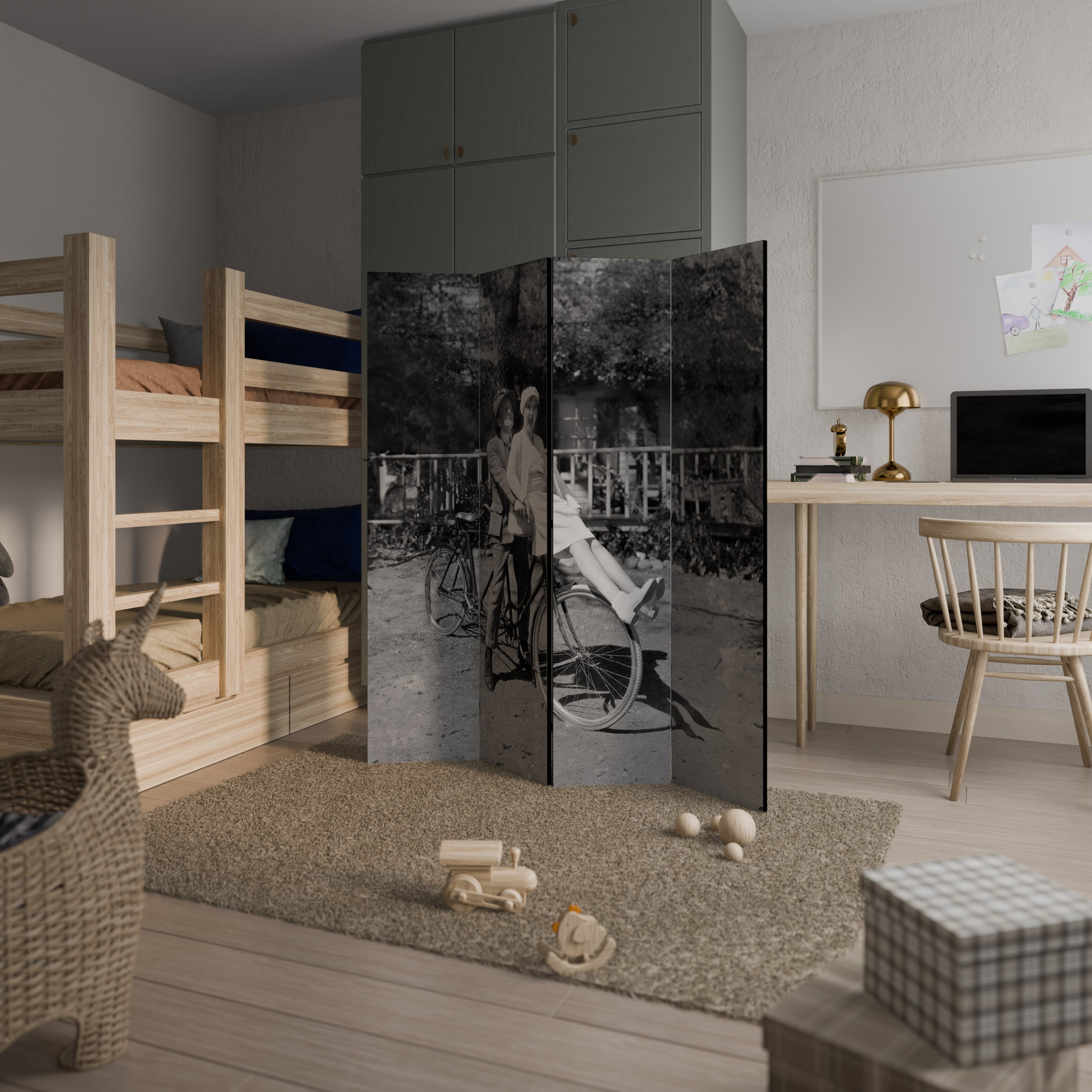 RIDING THROUGH TIME Biombo Decorativo de 4 Painéis