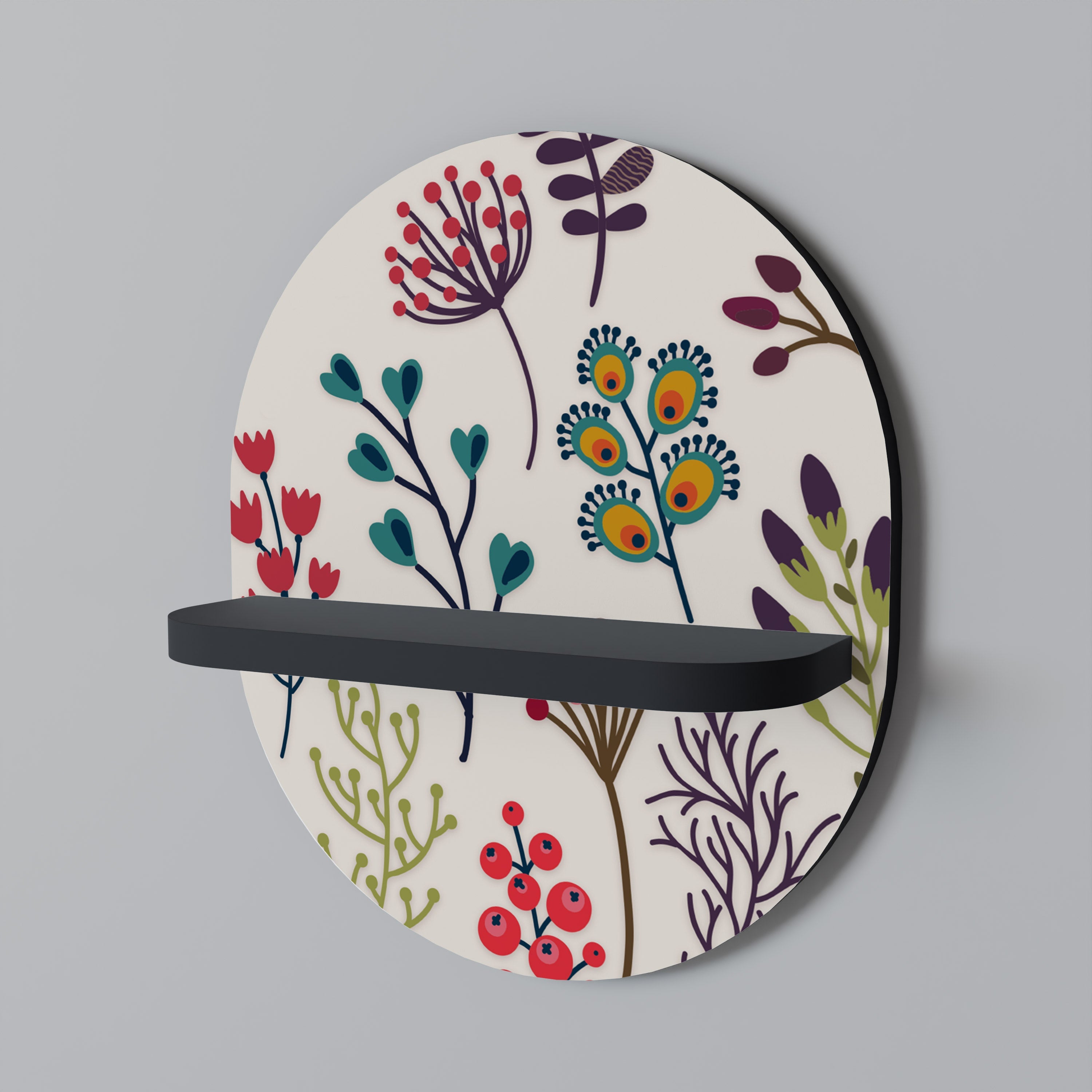 AUTUMN SUNDRIES Prateleira Oval Decorativa em Acabamento Preto