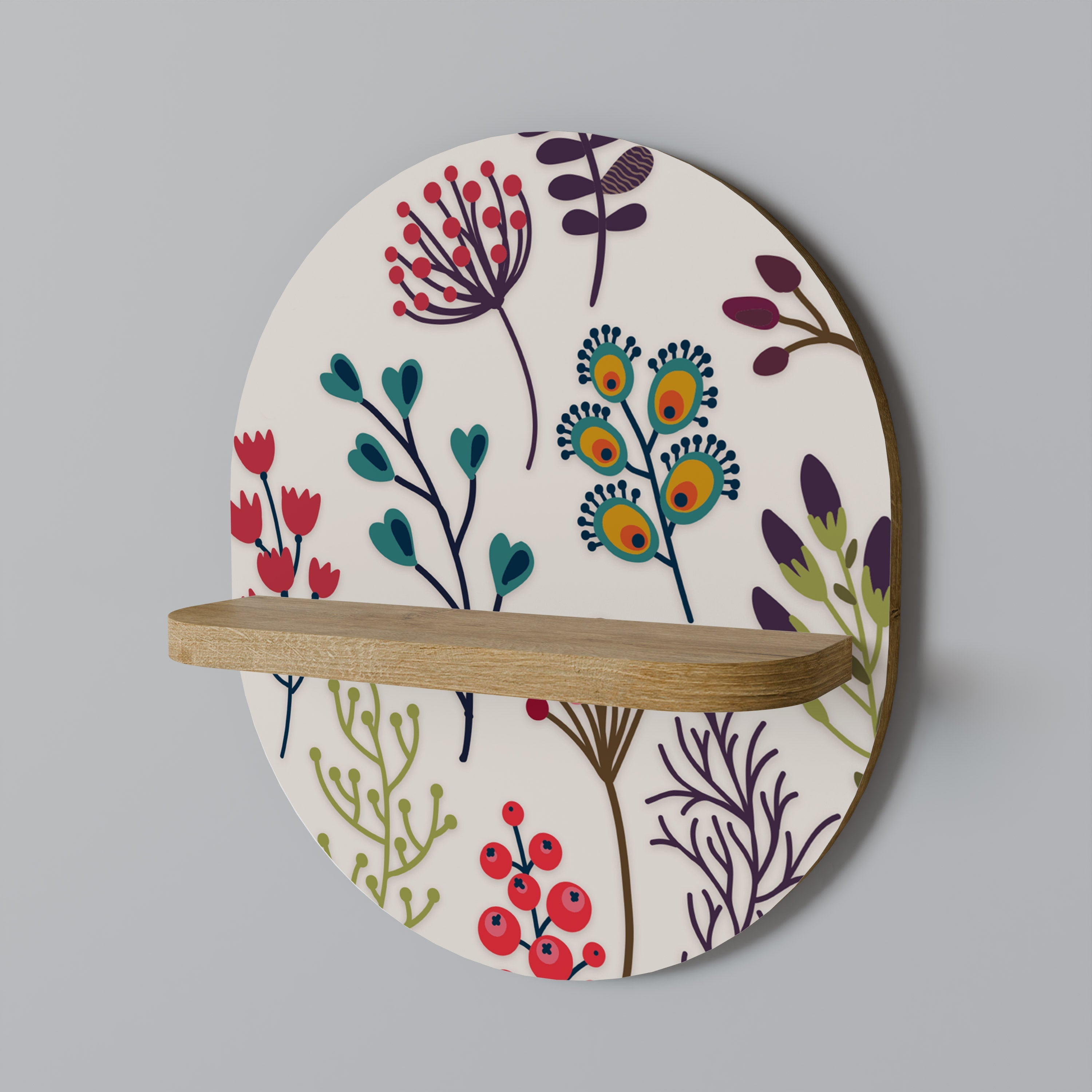 AUTUMN SUNDRIES Prateleira Oval Decorativa em Efeito Carvalho