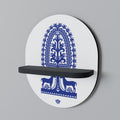 POLISH FOLK ART Prateleira Oval Decorativa em Acabamento Preto