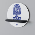 POLISH FOLK ART Prateleira Redonda Decorativa em Acabamento Preto
